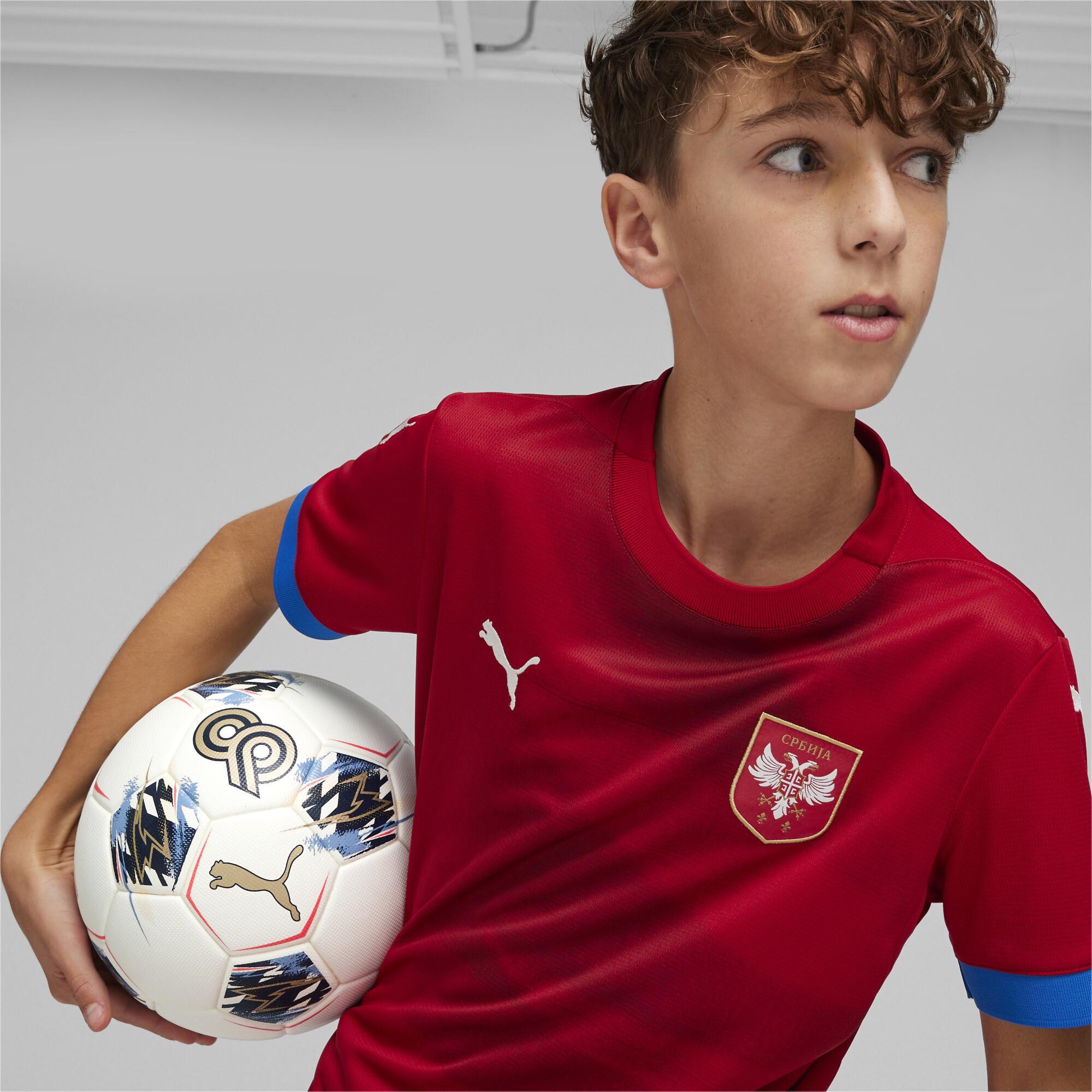 Puma Serbia Football 2024 Youth Home Jersey, Red, Size 7-8Y, Clothing