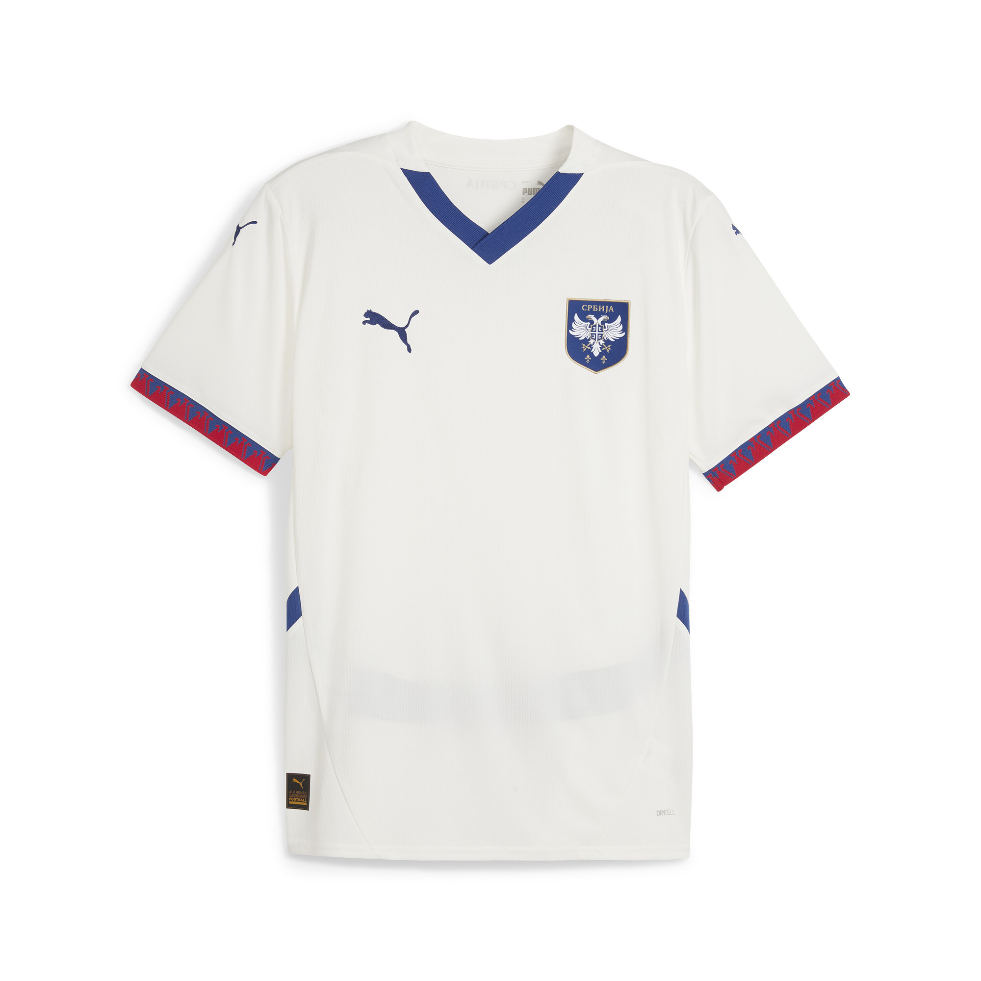 Puma Serbien 2024 Fußball Auswärtstrikot Herren | Mit Color Blocking | Warm White/Clyde Royal | Größe: XXL