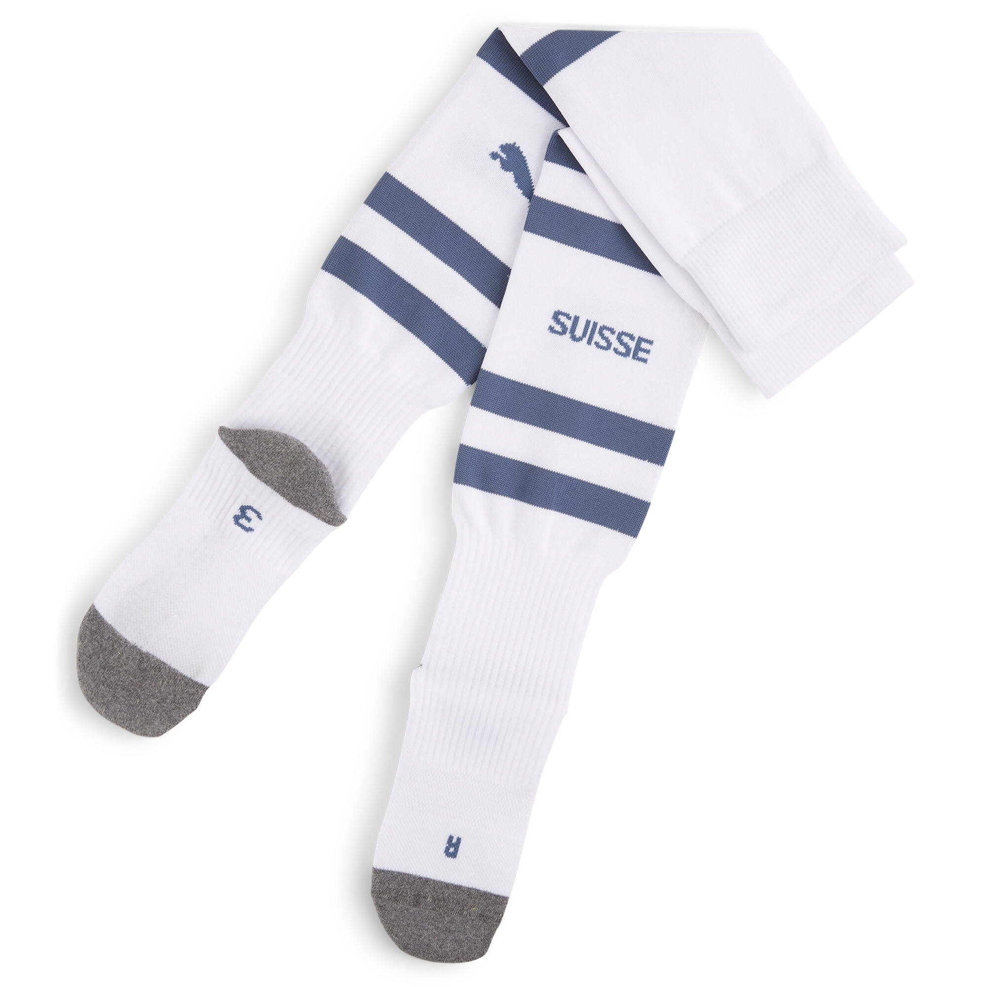 Puma Schweiz Gestreifte Fußballsocken Für Herren | Mit Striped | White/Inky Blue | Größe: 43-46