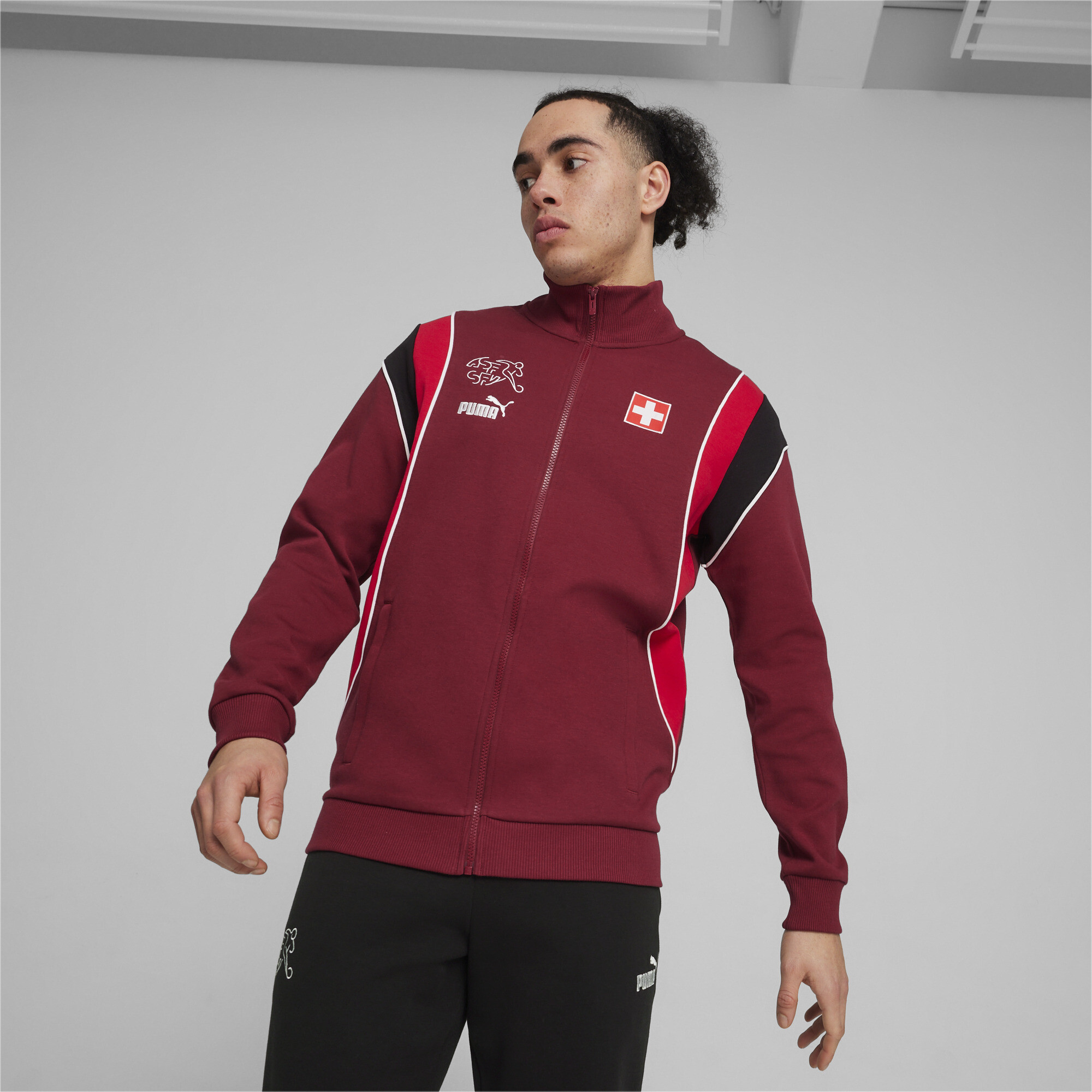 Men's Puma Switzerland Ftbl Archive Track Jacket, Red, Size XXL, Clothing