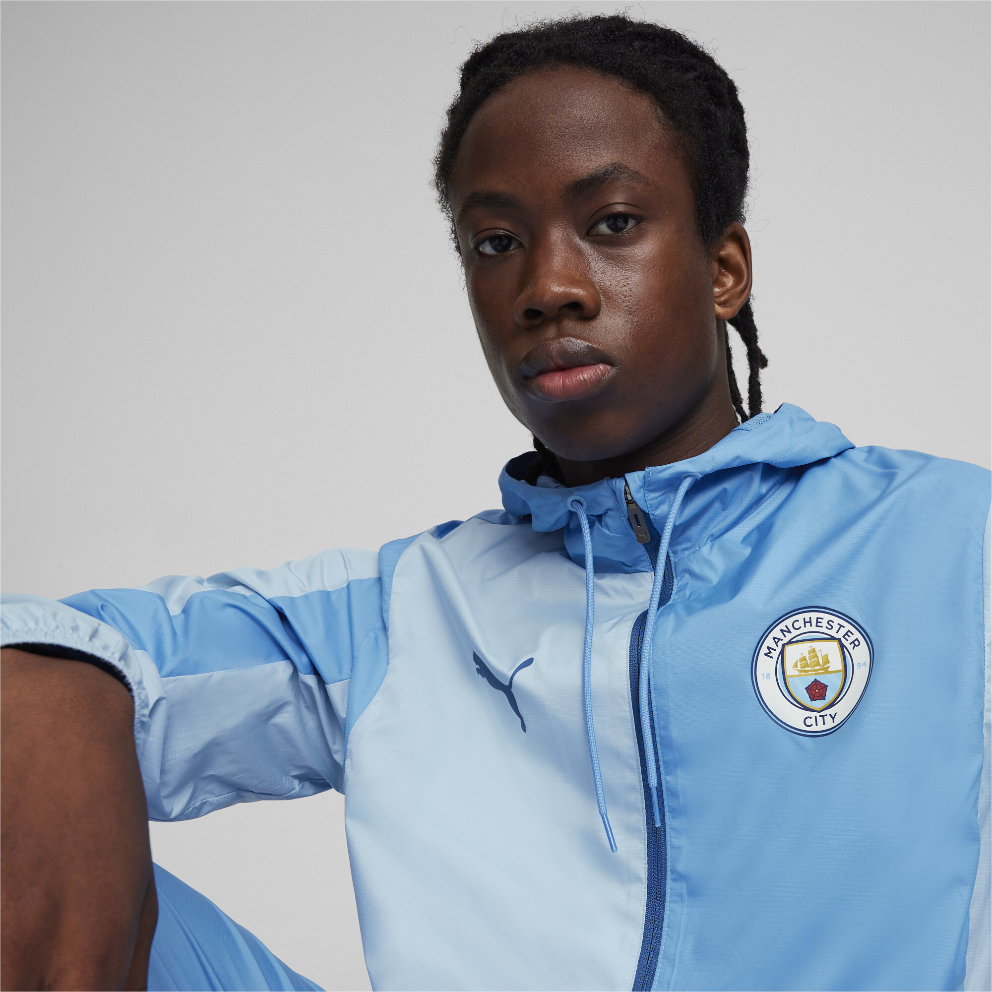 Men's PUMA Manchester City Pre-match Jacket In Blue, Size XL