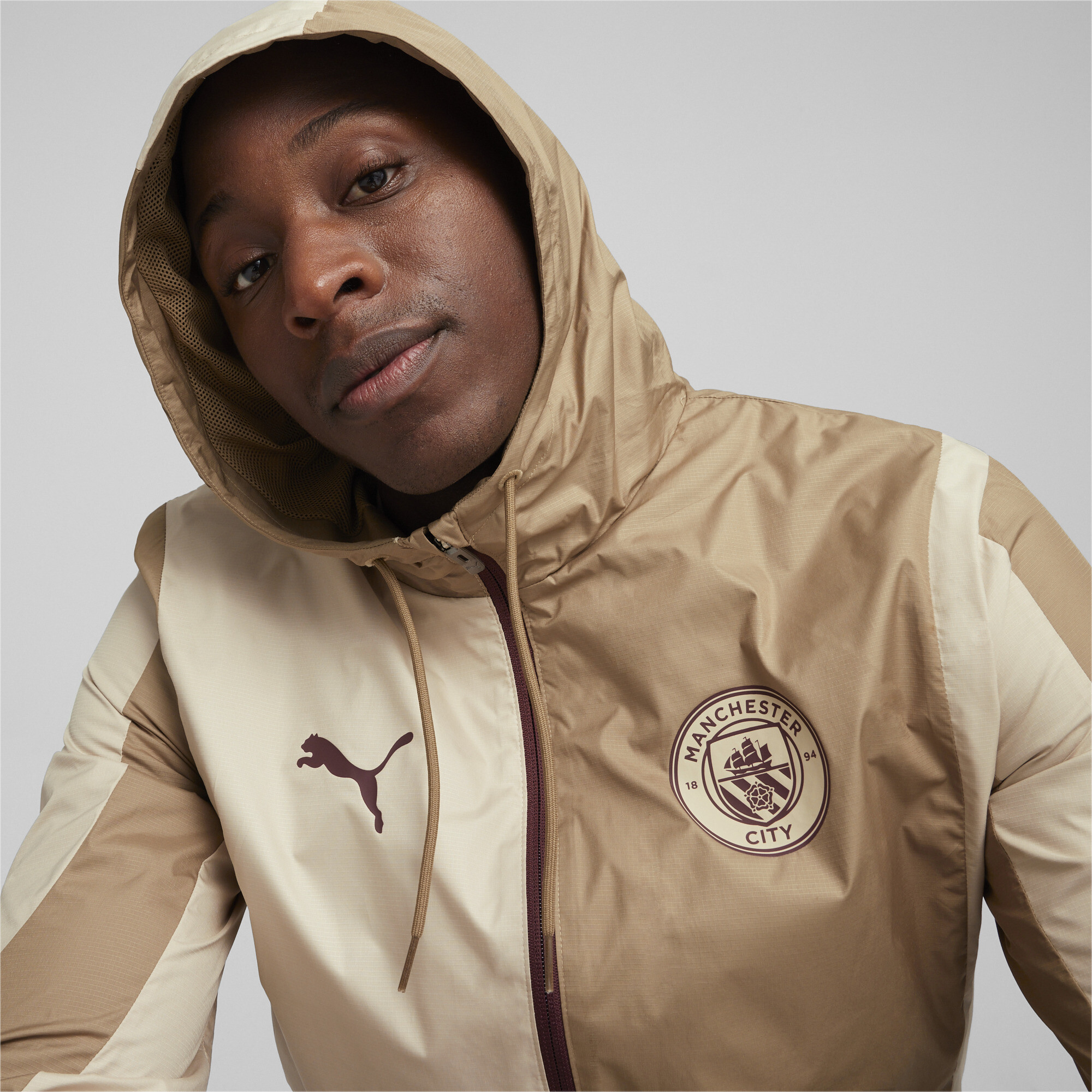 Men's Puma Manchester City Pre-match Jacket, Beige, Size XL, Clothing
