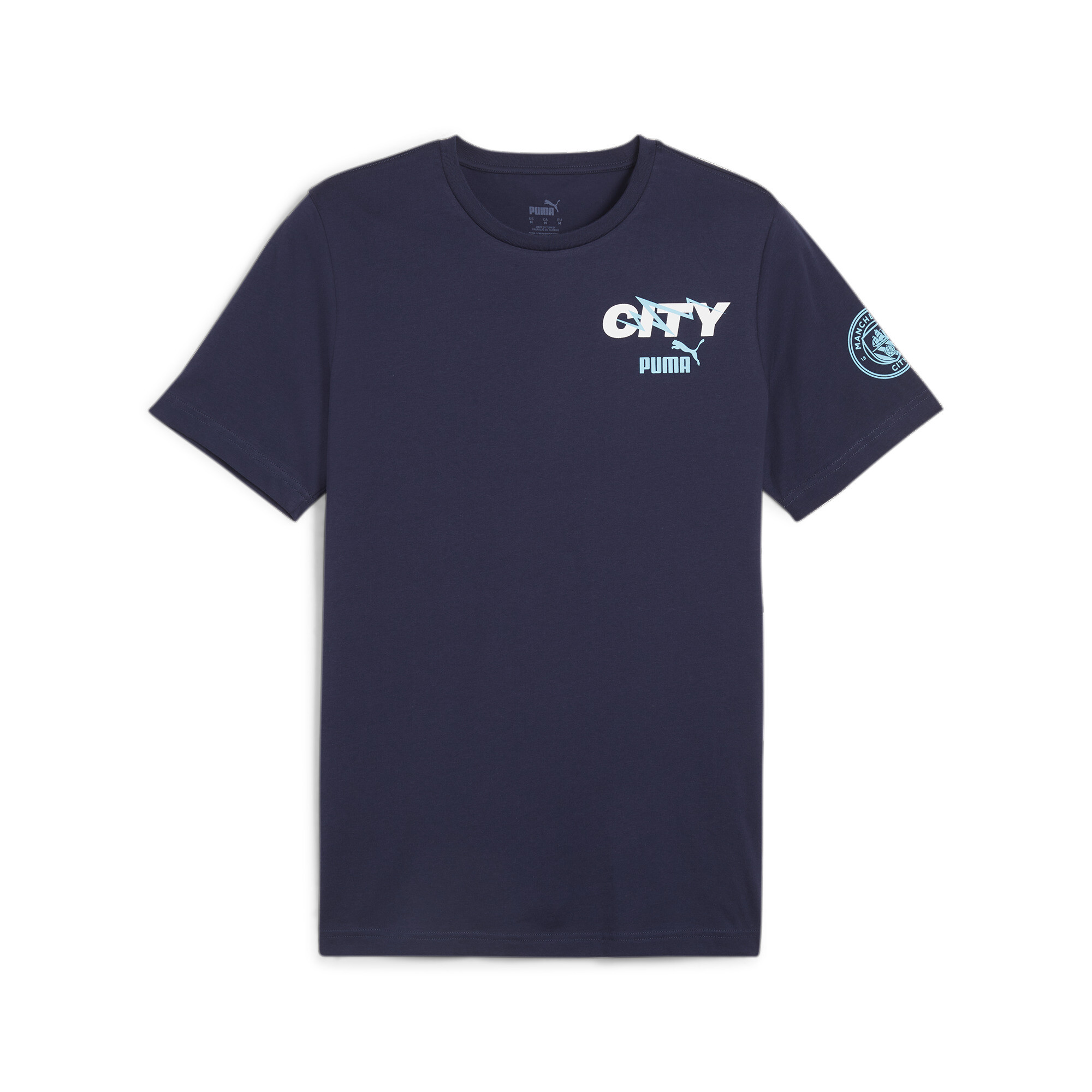 Men's Puma Manchester City Ftblicons T-Shirt, Blue, Size XL, Sport