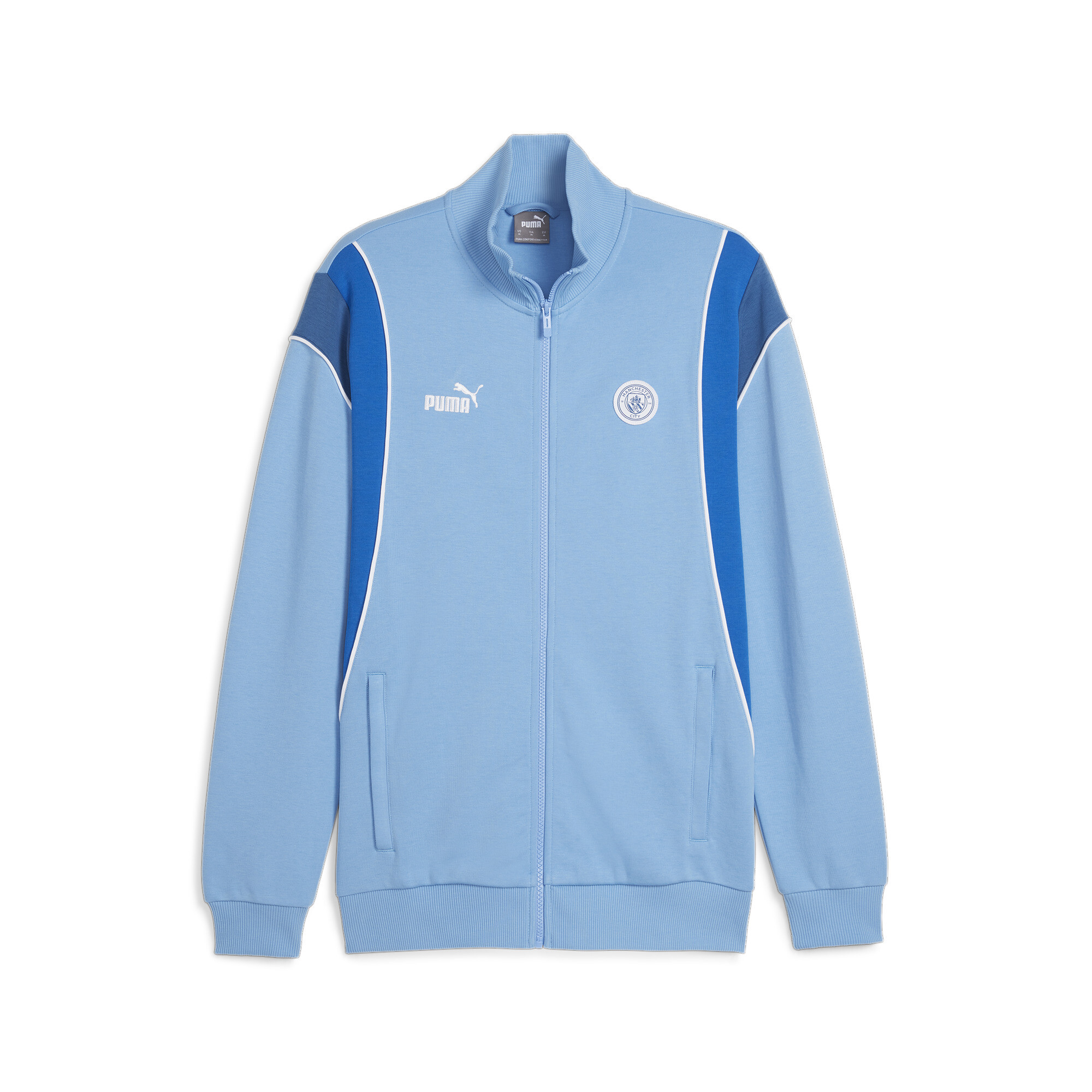 Men's PUMA Manchester City FtblArchive Track Jacket In Blue, Size XL, Polyester