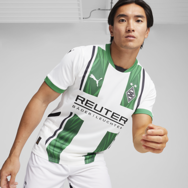 Jersey local Borussia Mönchengladbach 24/25 para hombre, PUMA White-Archive Green, large-MEX