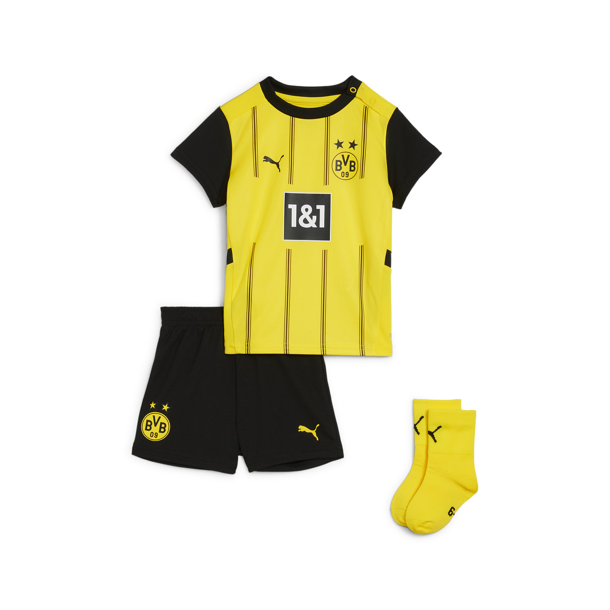 Puma Borussia Dortmund 24/25 Heimtrikot Baby-Kit Kleinkinder | Mit Striped | Faster Yellow/Black | Größe: 6-9M