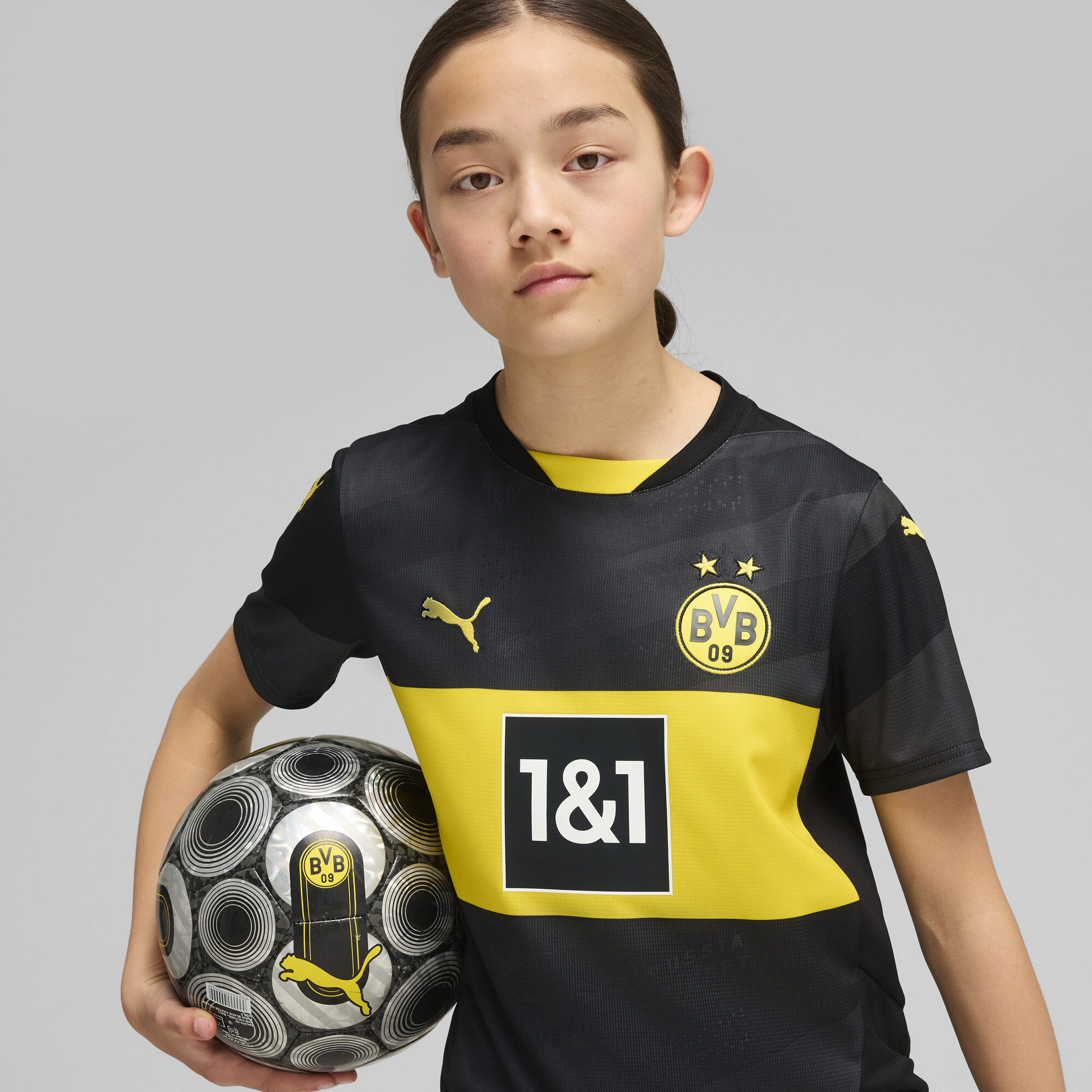 Puma Borussia Dortmund 24/25 Away Jersey Youth, Black, Size 5-6Y, Clothing