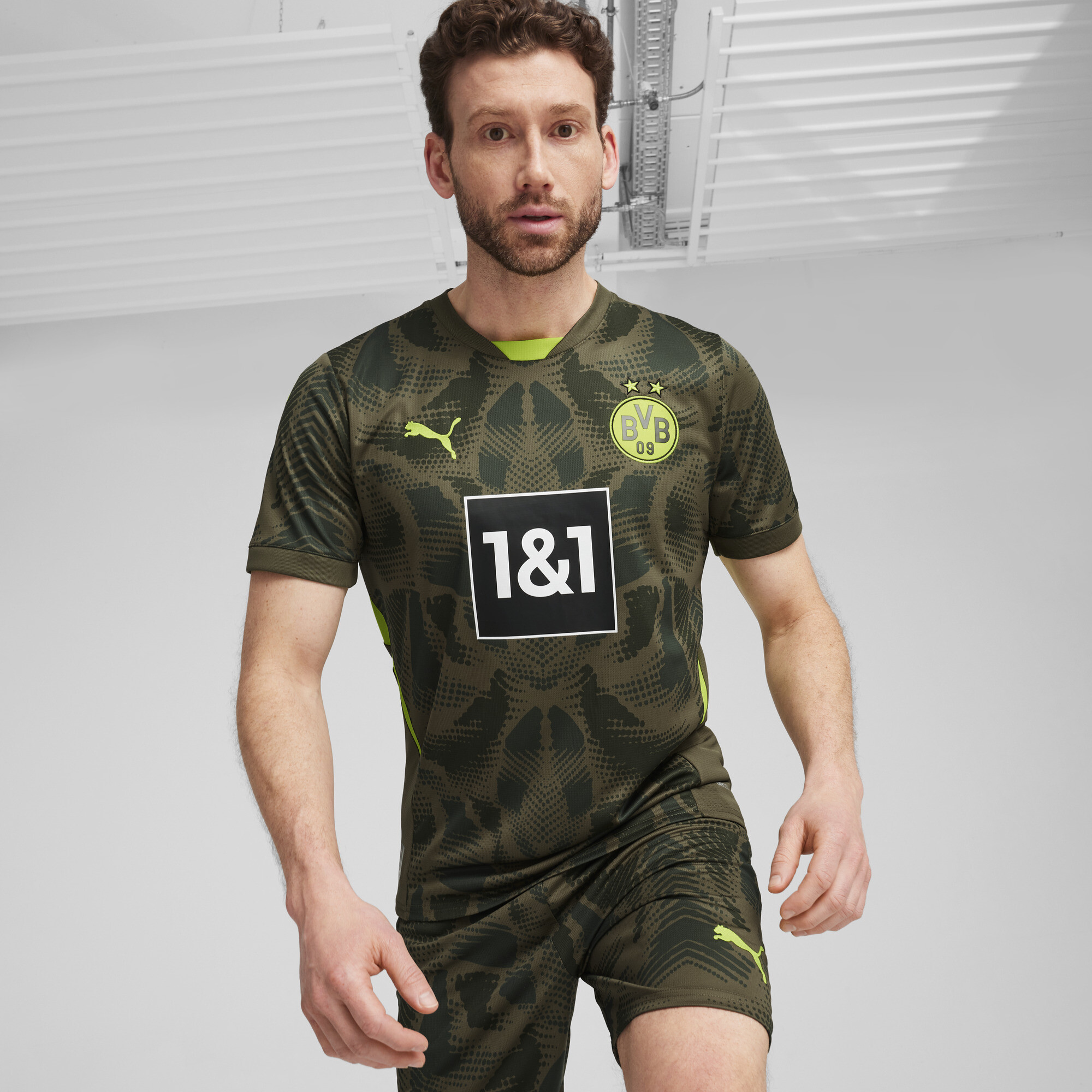 Puma Borussia Dortmund 24/25 Kurzärmliges Torwarttrikot Herren | Mit Other Pattern | Olive Drab/Myrtle | Größe: M