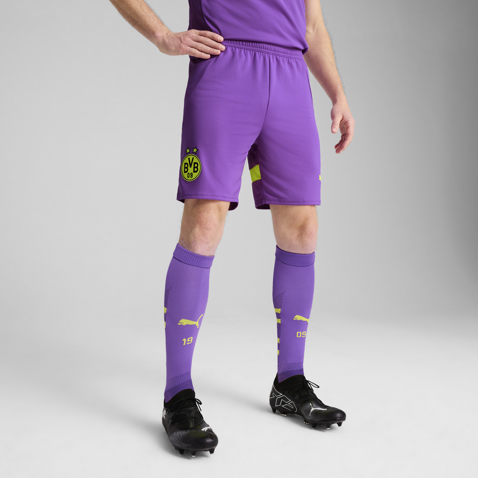 Puma Borussia Dortmund 24/25 Shorts Herren | Mit Plain | Purple Glimmer/Yellow Alert | Größe: XXL