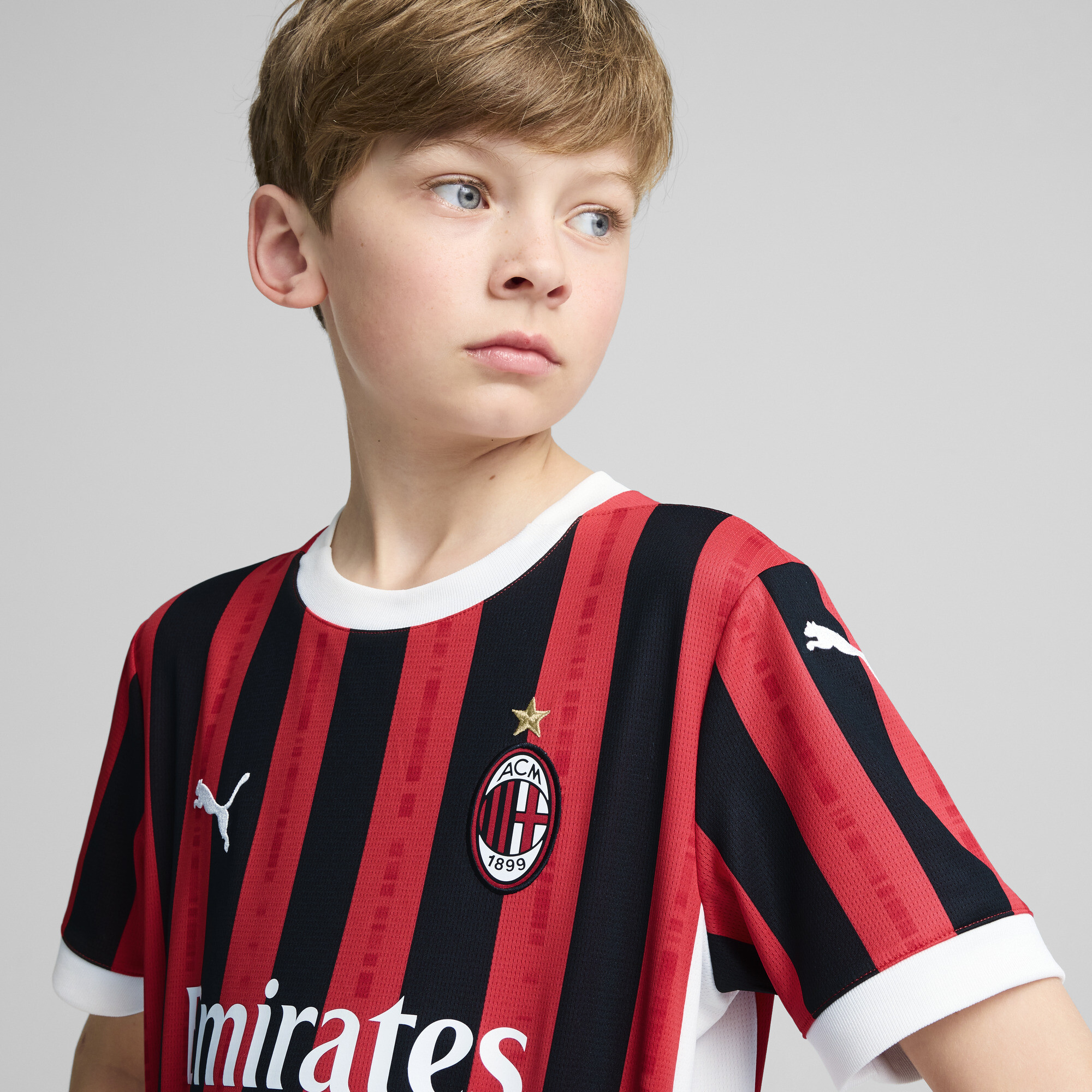 PUMA AC Milan 24/25 Home Jersey In Red, Size 11-12 Youth, Polyester