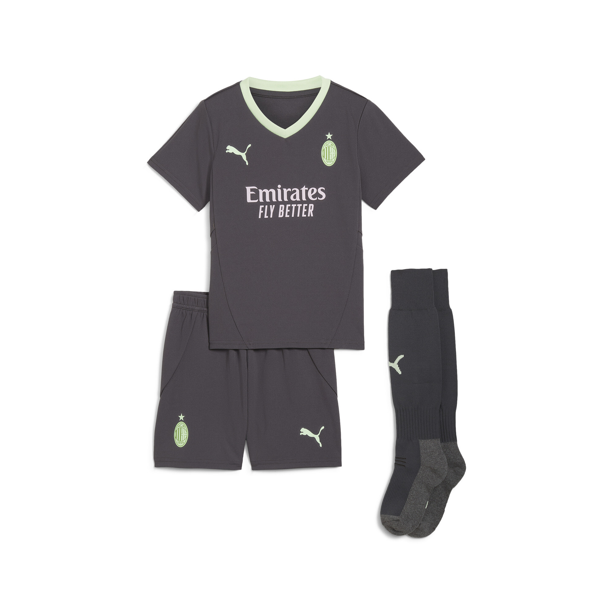 Puma AC Milan 24/25 Ausweichtrikot Mini-Kit Kinder | Mit Plain | Shadow Gray/Fresh Mint | Größe: 4-5Y