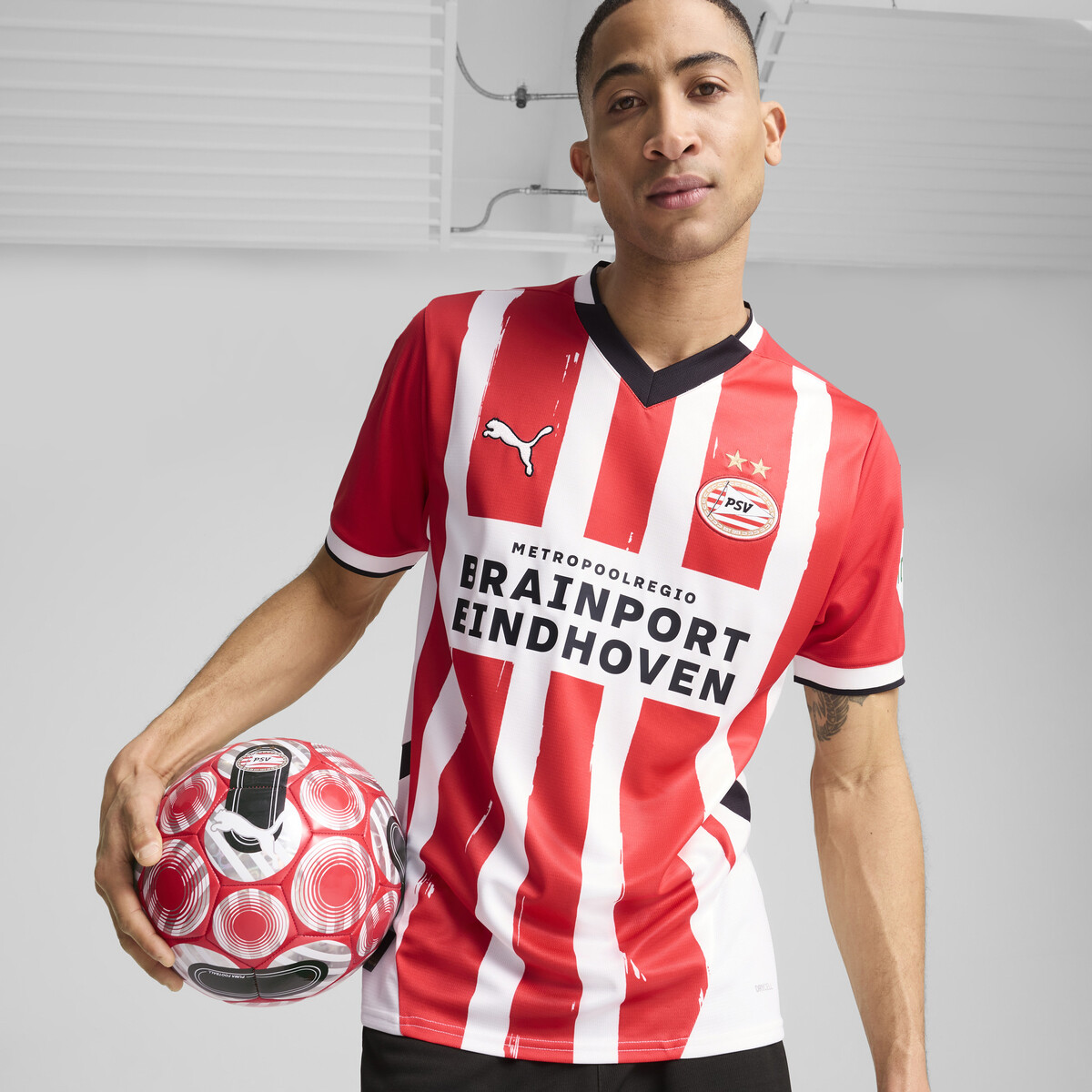 PSV Eindhoven 24/25 Home Jersey Men in For All Time Red/White by PUMA, Small