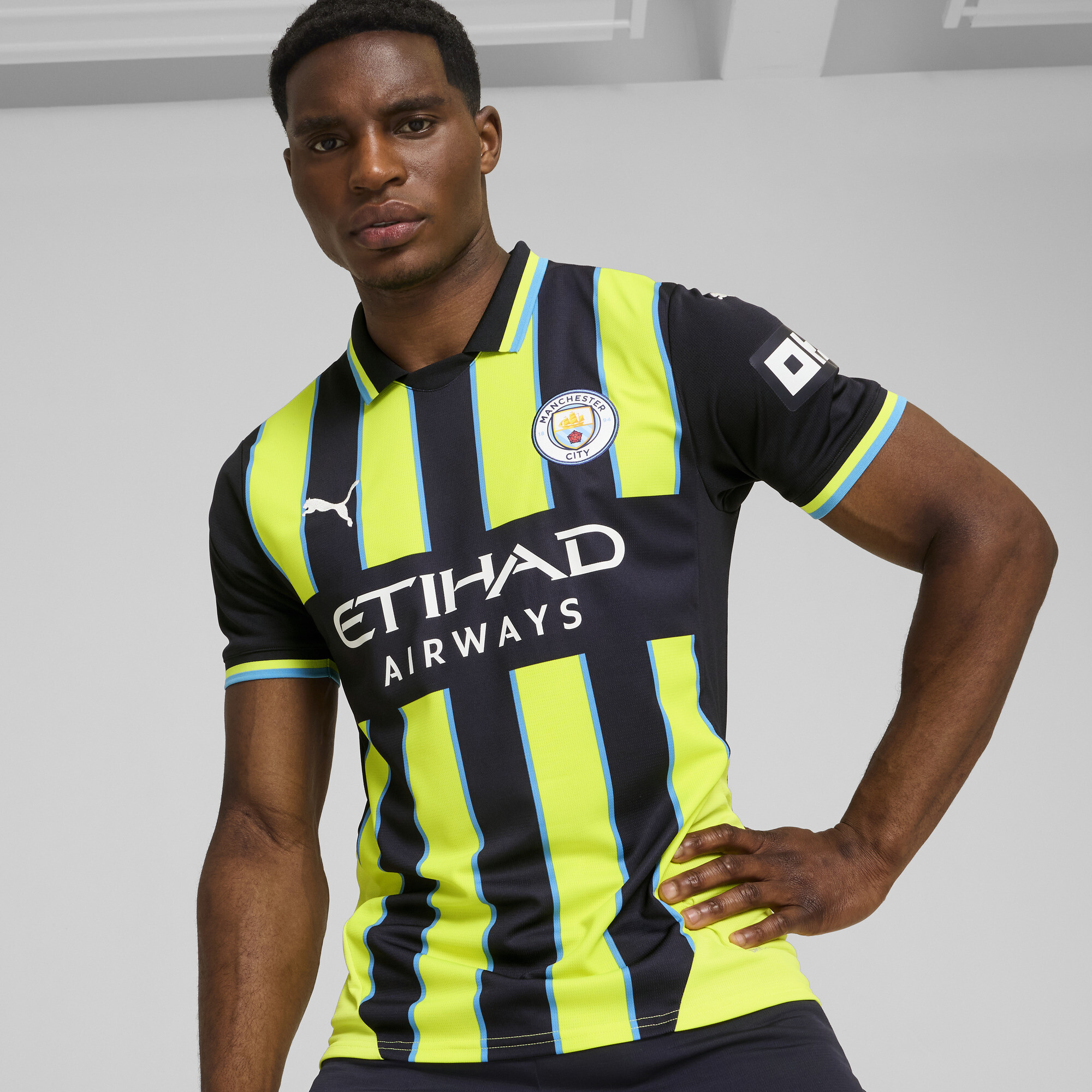 Puma Manchester City 24/25 Auswärtstrikot Herren | Mit Striped | Navy/Yellow Glow | Größe: XL