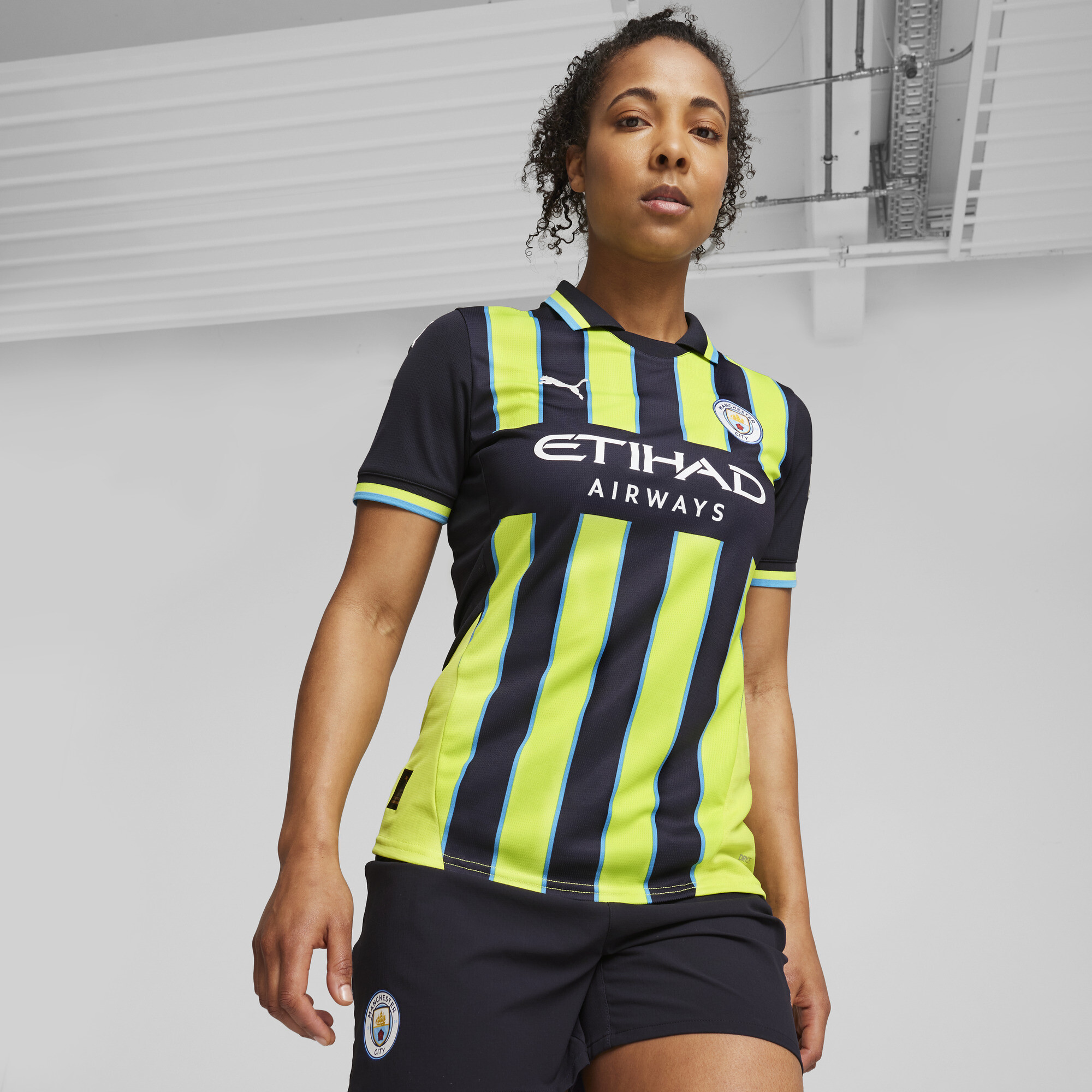 Puma Manchester City 24/25 Auswärtstrikot Damen | Navy/Yellow Glow | Größe: L