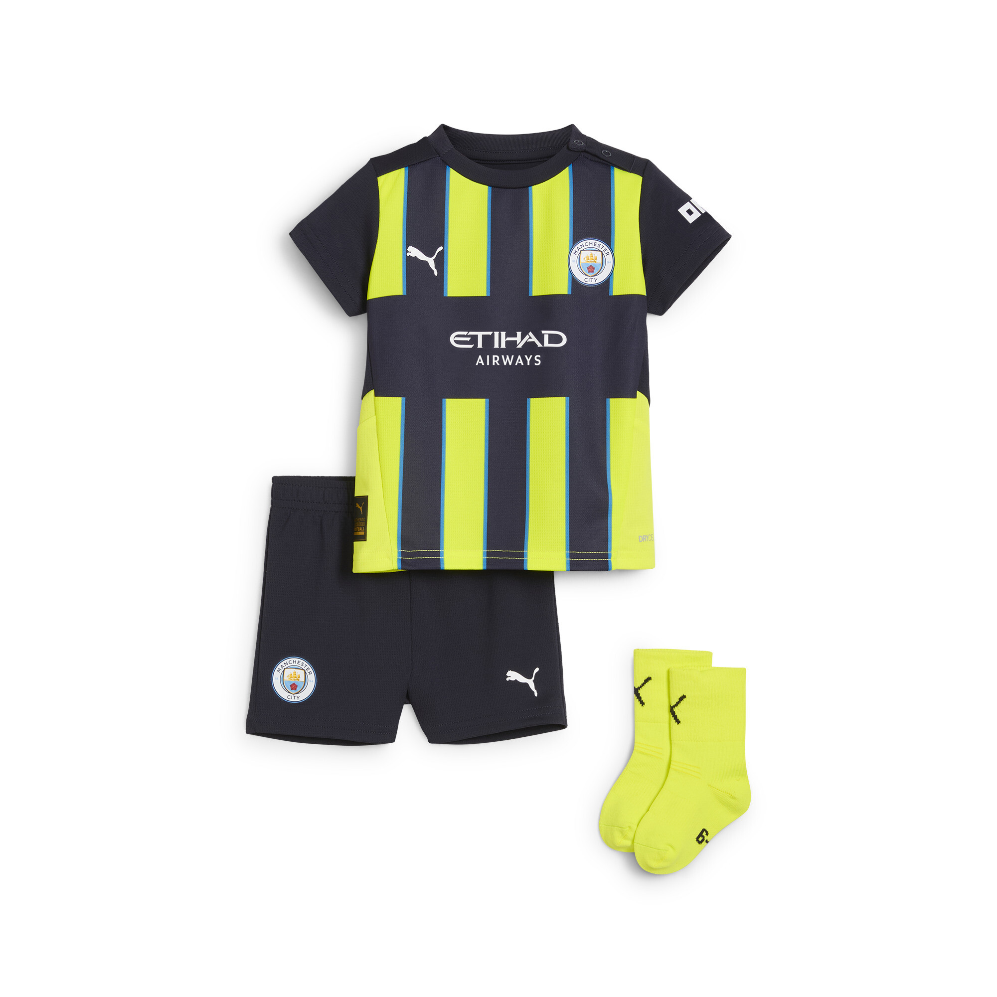 Puma Manchester City 24/25 Auswärtstrikot Minikit Babys Für Für Kinder | Navy/Yellow Glow | Größe: 12-18M