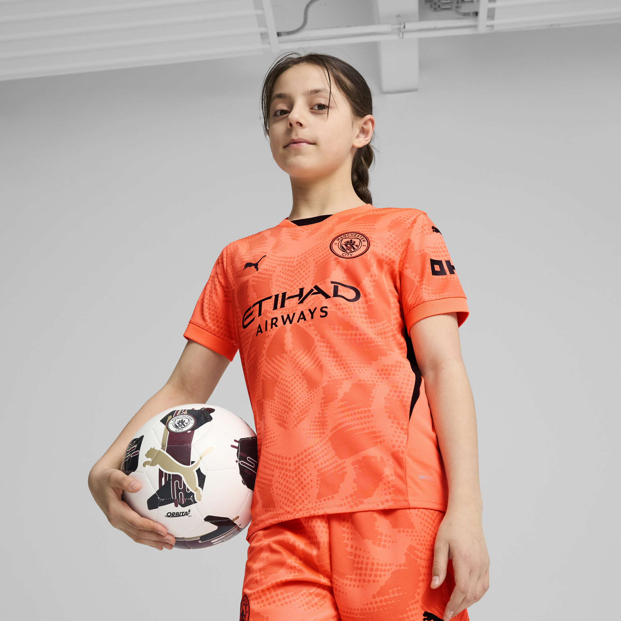 Puma Manchester City 24/25 Kurzärmliges Torwarttrikot Teenager Für Für Kinder | Neon Sun | Größe: 9-10Y