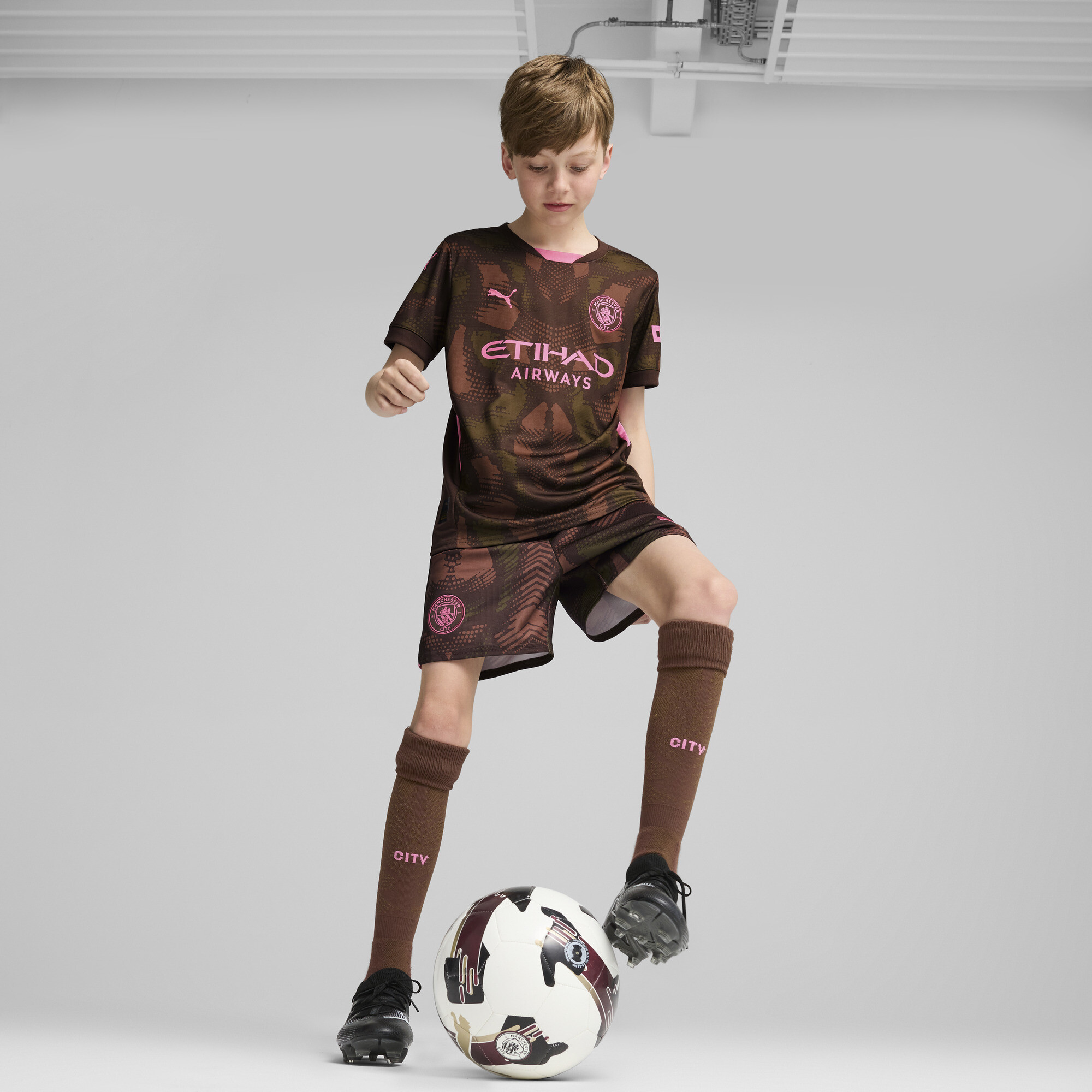 Puma Manchester City 24/25 Goalkeeper Short Sleeve Jersey Youth, Brown, Size 7-8Y, Clothing