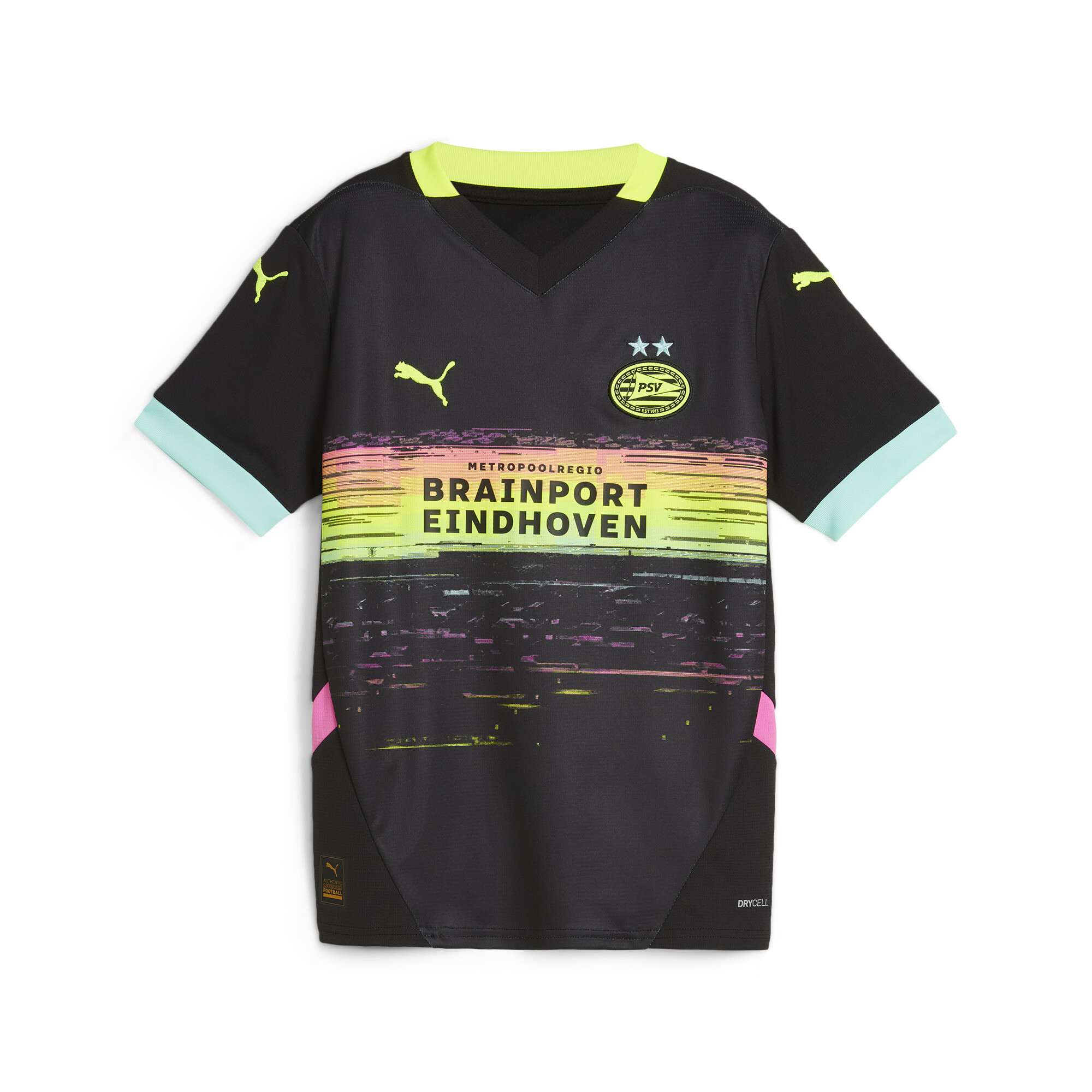 Puma PSV Eindhoven 24/25 Auswärtstrikot Teenager Für Für Kinder | Mit Print | Black/Yellow Alert | Größe: 9-10Y