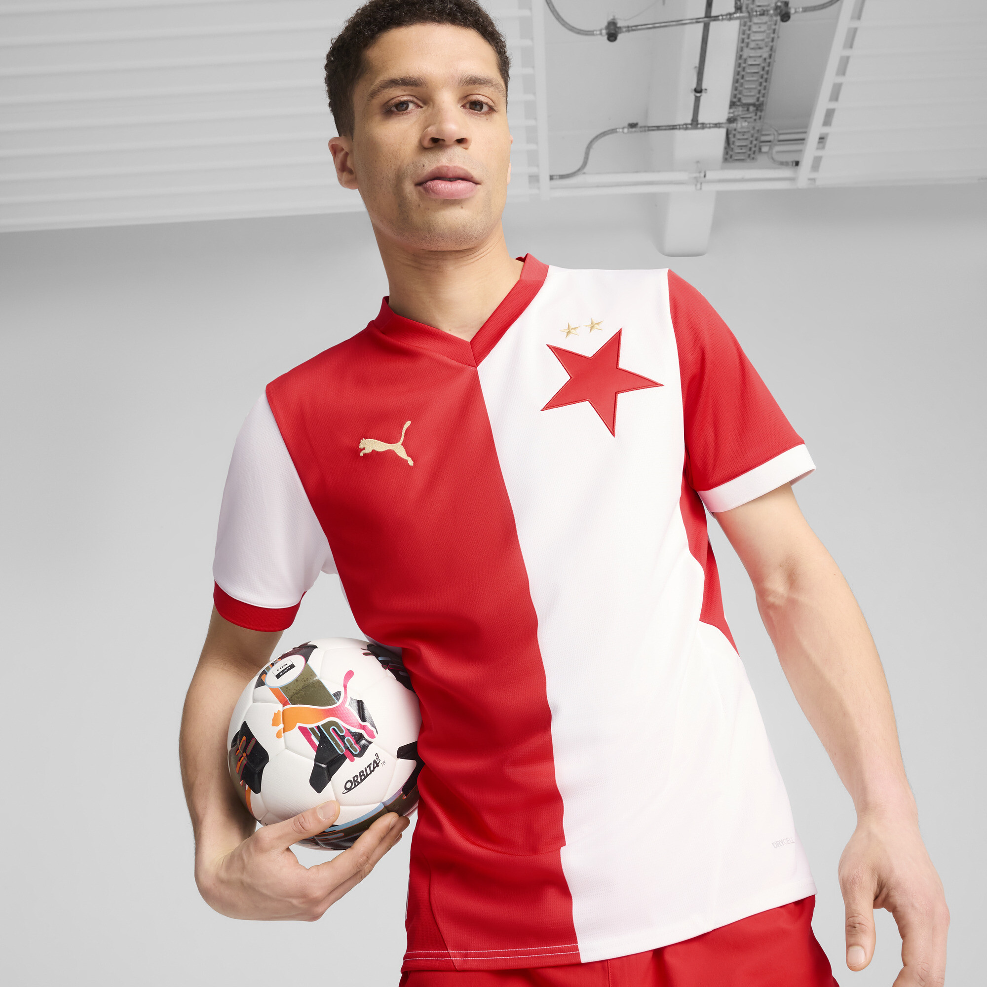 Puma SK Slavia Praha 24/25 Heimtrikot | Mit Color Blocking | White/Red | Größe: XL