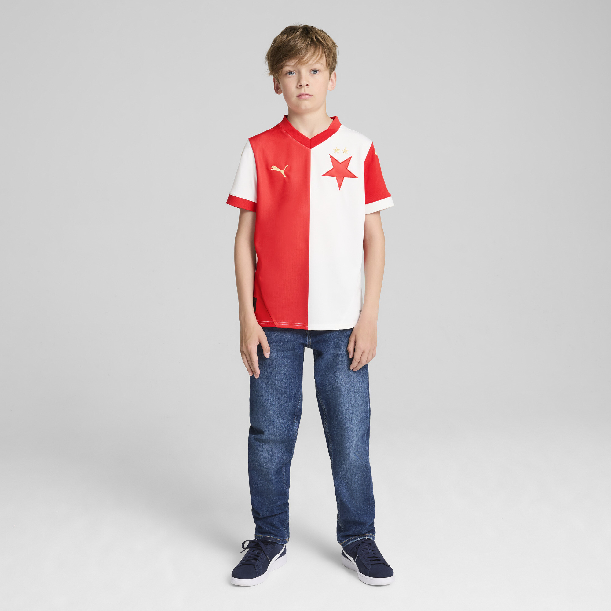 Puma SK Slavia Praha 24/25 Home Jersey Youth, White, Size 5-6Y, Clothing