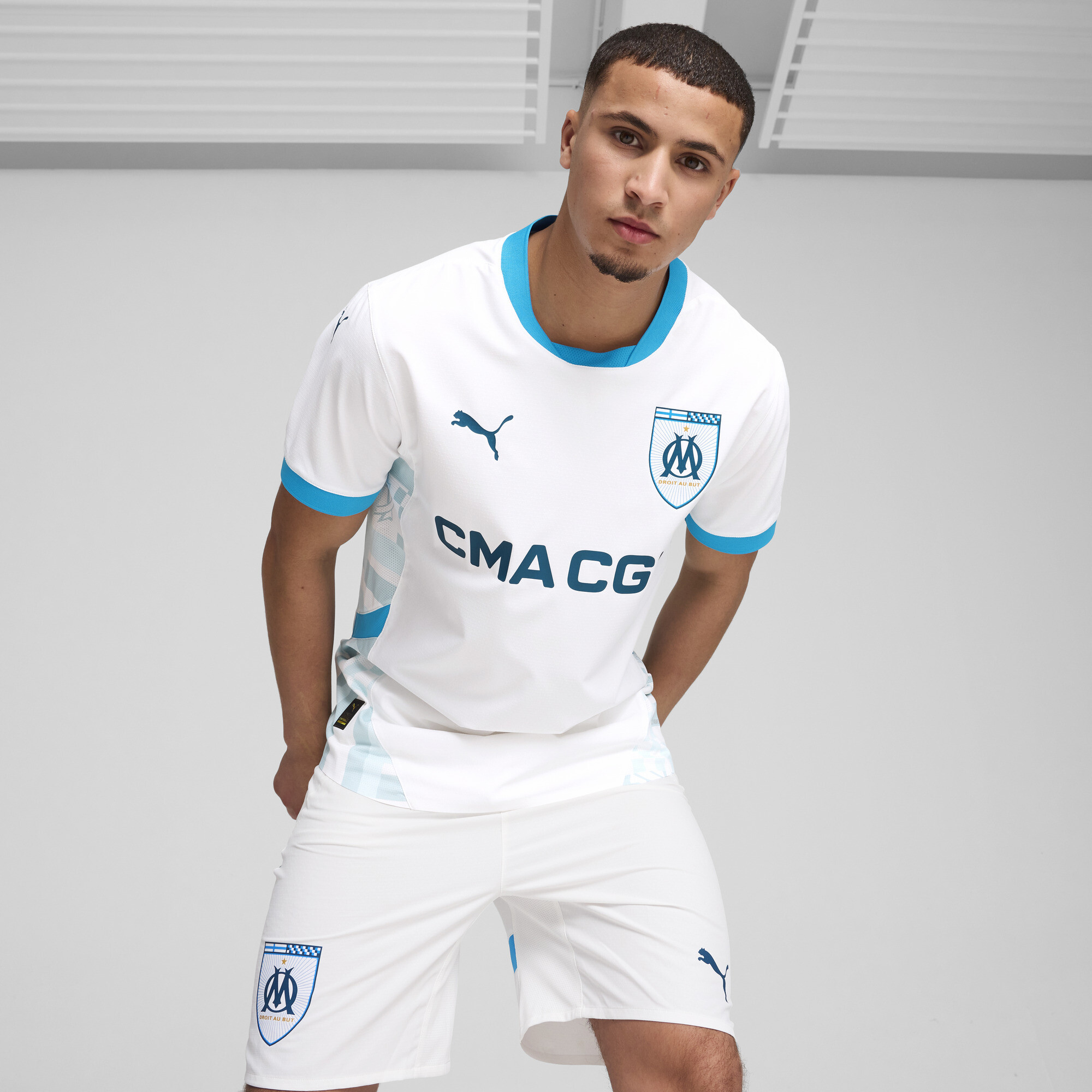 Puma Olympique de Marseille 24/25 Authentic Heimtrikot | Mit Print | White/Azure | Größe: XS