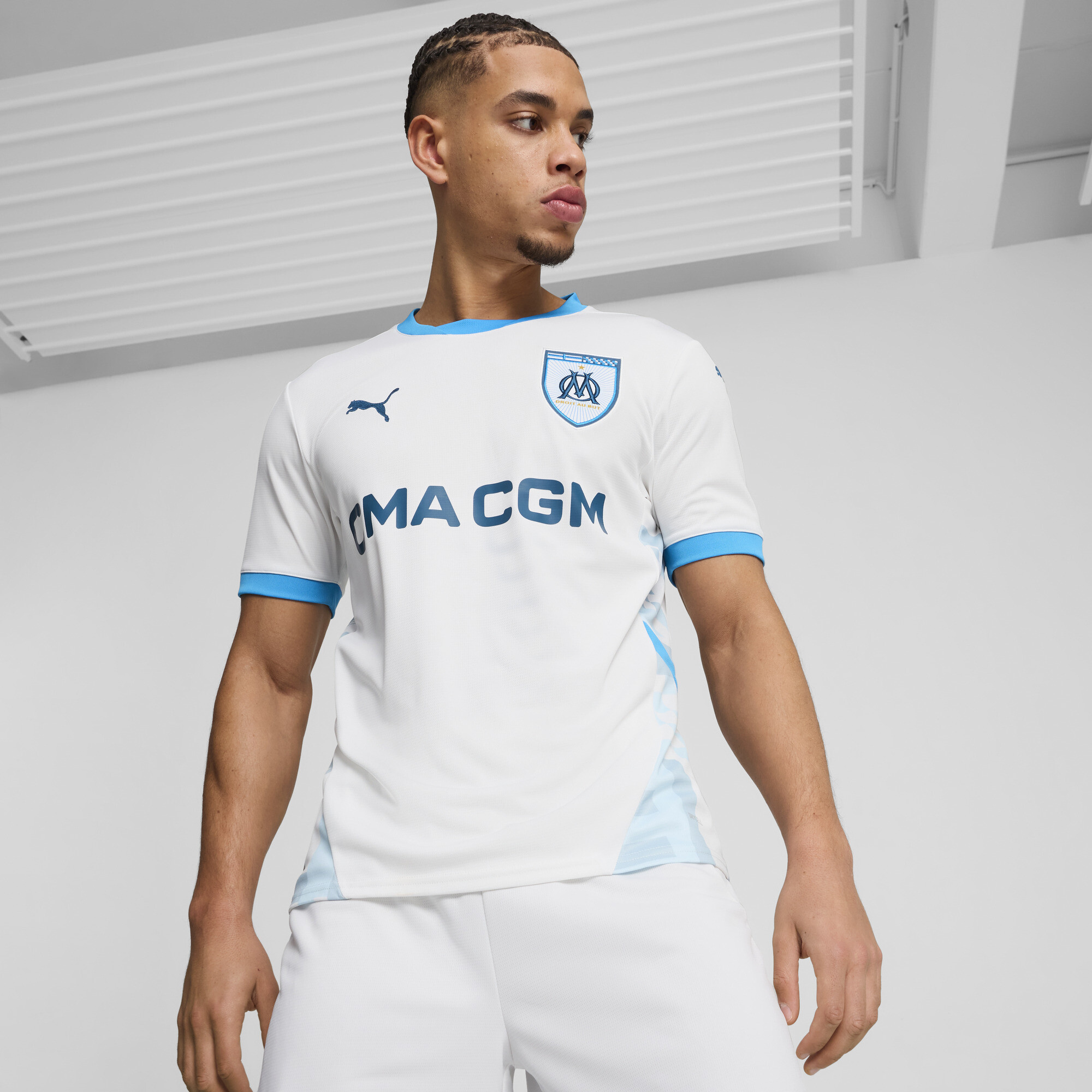 Puma Olympique de Marseille 24/25 Heimtrikot Herren | Mit Print | White/Azure | Größe: XXL