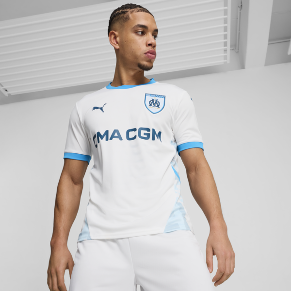 Olympique de Marseille 24/25 Home Jersey Men, PUMA White-Bleu Azur, large-MEX
