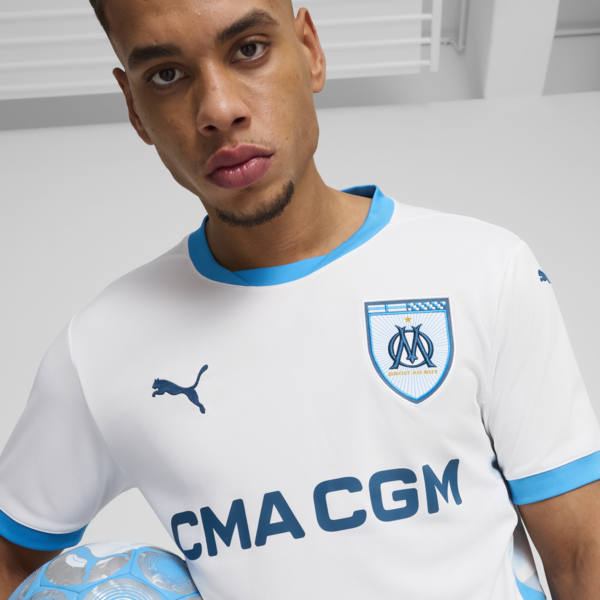 Olympique de Marseille 24/25 Home Jersey Men, PUMA White-Bleu Azur, large-MEX