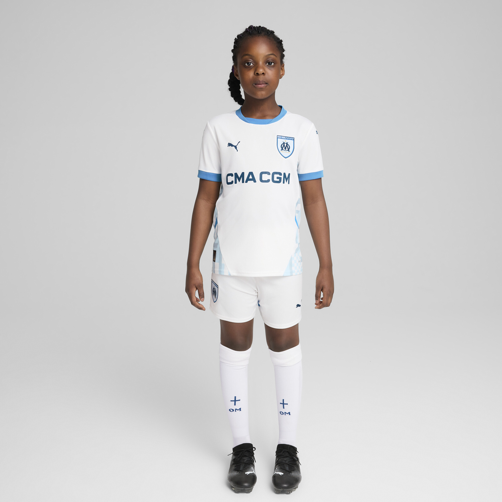 Puma Olympique De Marseille 24/25 Home Jersey Youth, White, Size 7-8Y, Clothing