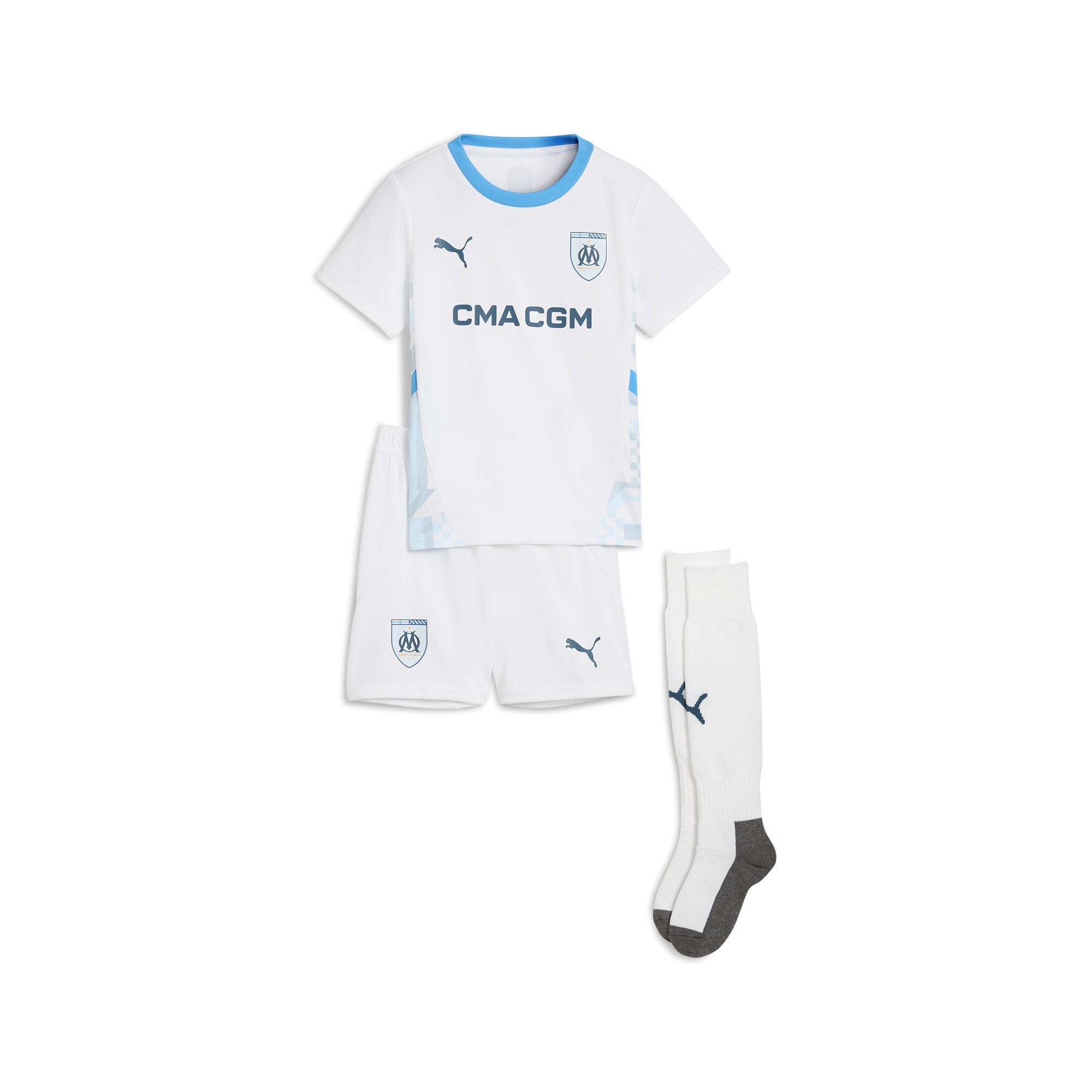 Puma Olympique de Marseille 24/25 Heimtrikot Mini-Kit Kinder | Mit Print | White/Azure | Größe: 3-4Y