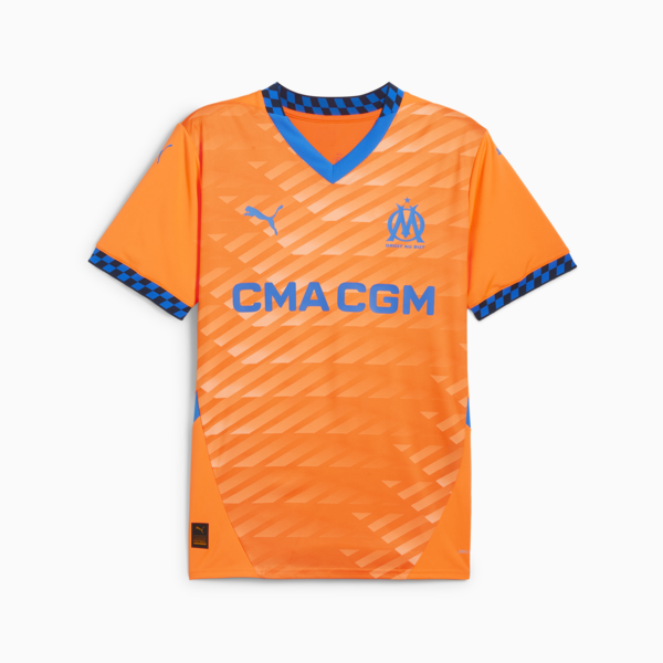Olympique de Marseille 24/25 Third Jersey Men, Fluro Orange Pes-Cayenne Pepper-Racing Blue, large-MEX