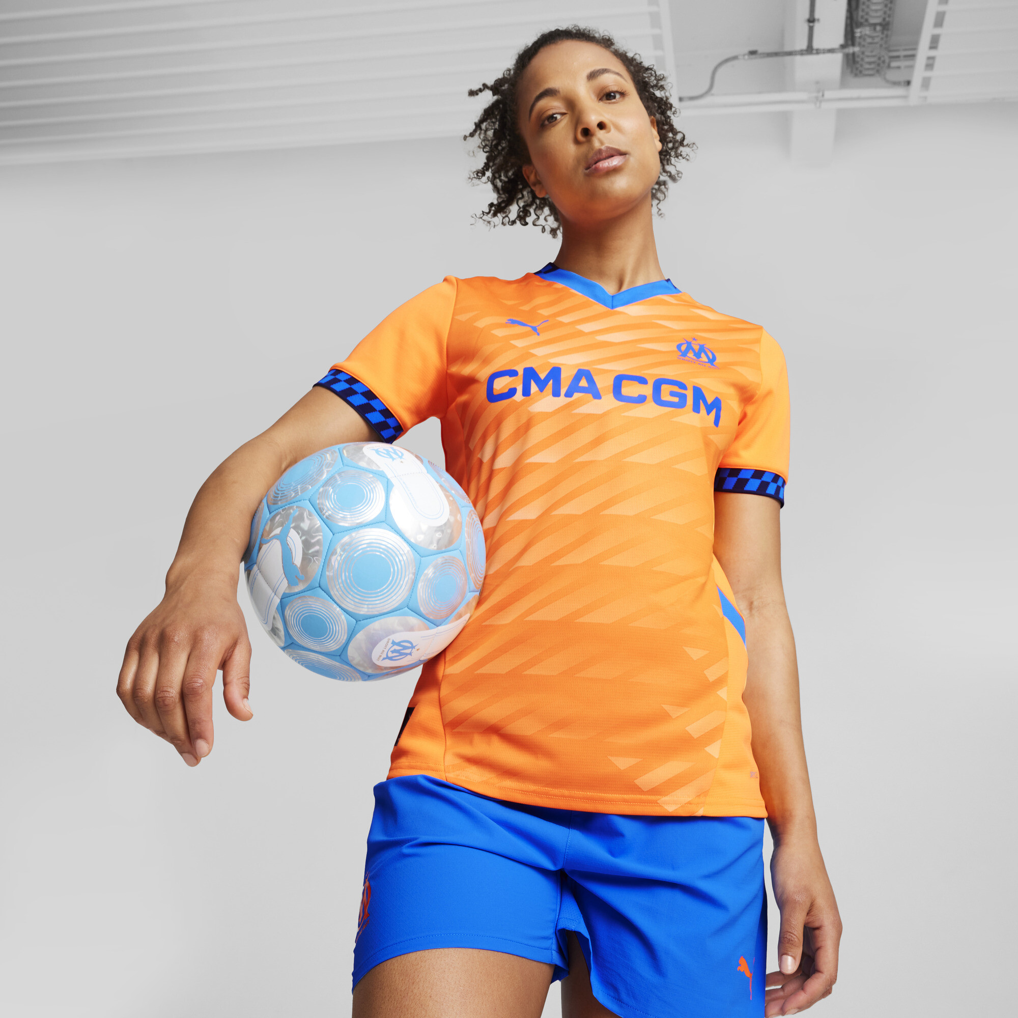 Puma Olympique de Marseille 24/25 Ausweichtrikot Damen | Mit Print | Orange Pes/Cayenne Pepper/Racing Blue | Größe: M