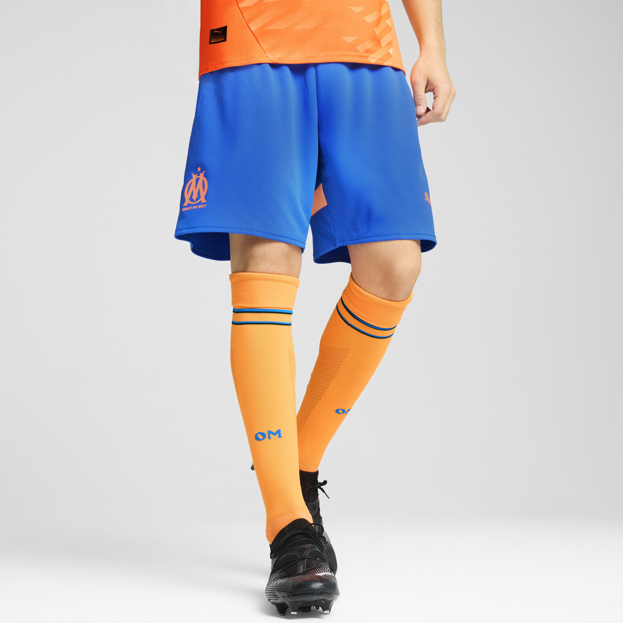 Puma Olympique de Marseille 24/25 Shorts Herren | Mit Color Blocking | Racing Blue/Orange Pes | Größe: S