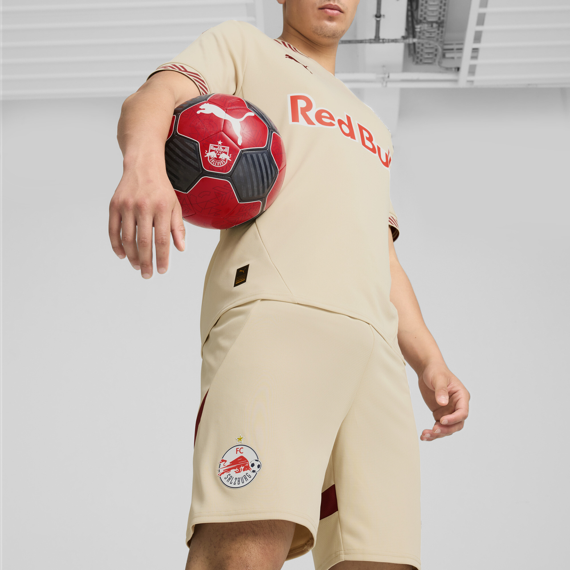 Men's Puma FC Red Bull Salzburg 24/25 Shorts, Beige, Size S, Sport