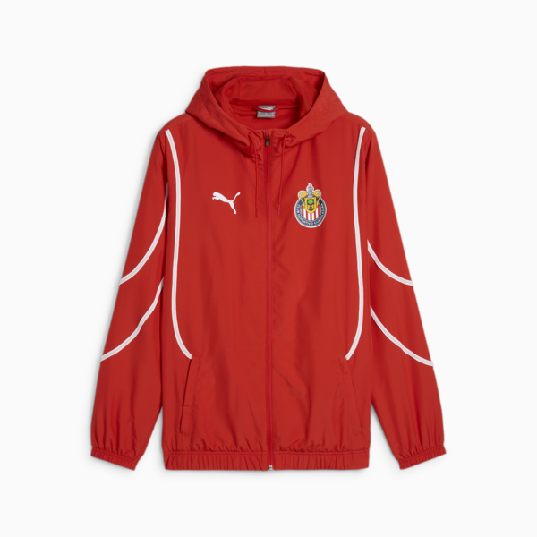 Chamarra pre-partido Chivas para hombre, PUMA Red-PUMA White, large-MEX