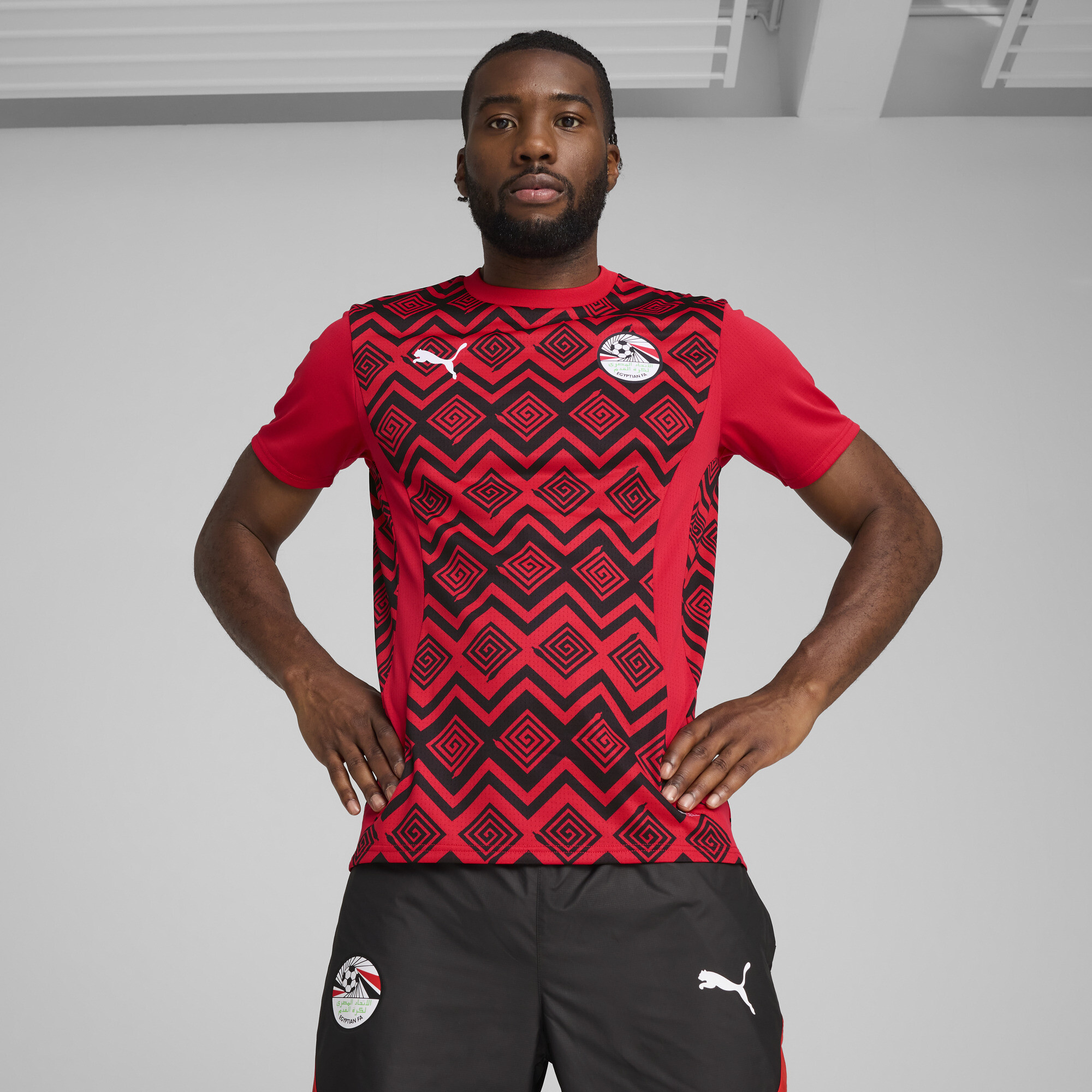 Puma Ägypten Aufwärmtrikot Herren | Mit Print | Red/Black | Größe: M