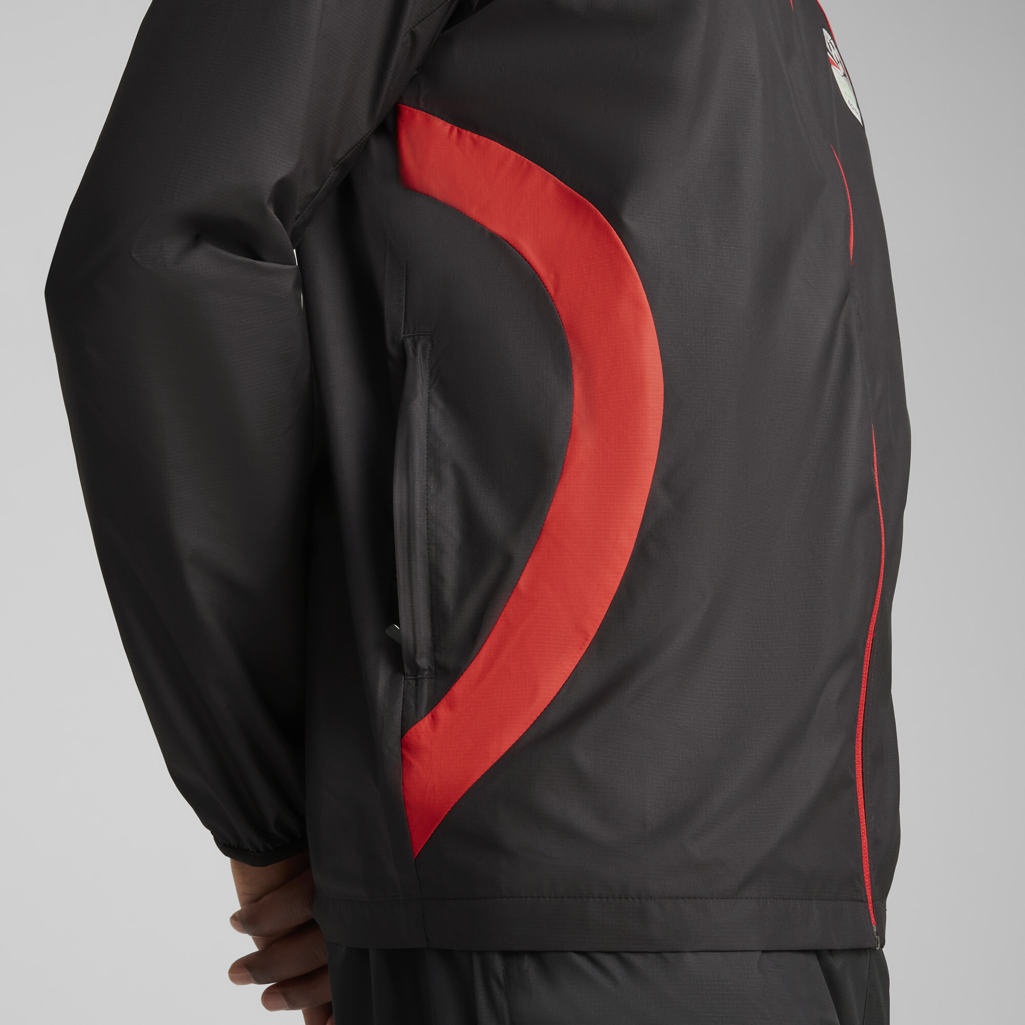PUMA Egypte geweven prematch-jack voor Heren, Zwart/Rood, Maat M thumbnail 7