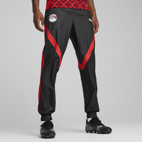 Egypt Pre-match Woven Pants Men, PUMA Black-PUMA Red, large-ZAF
