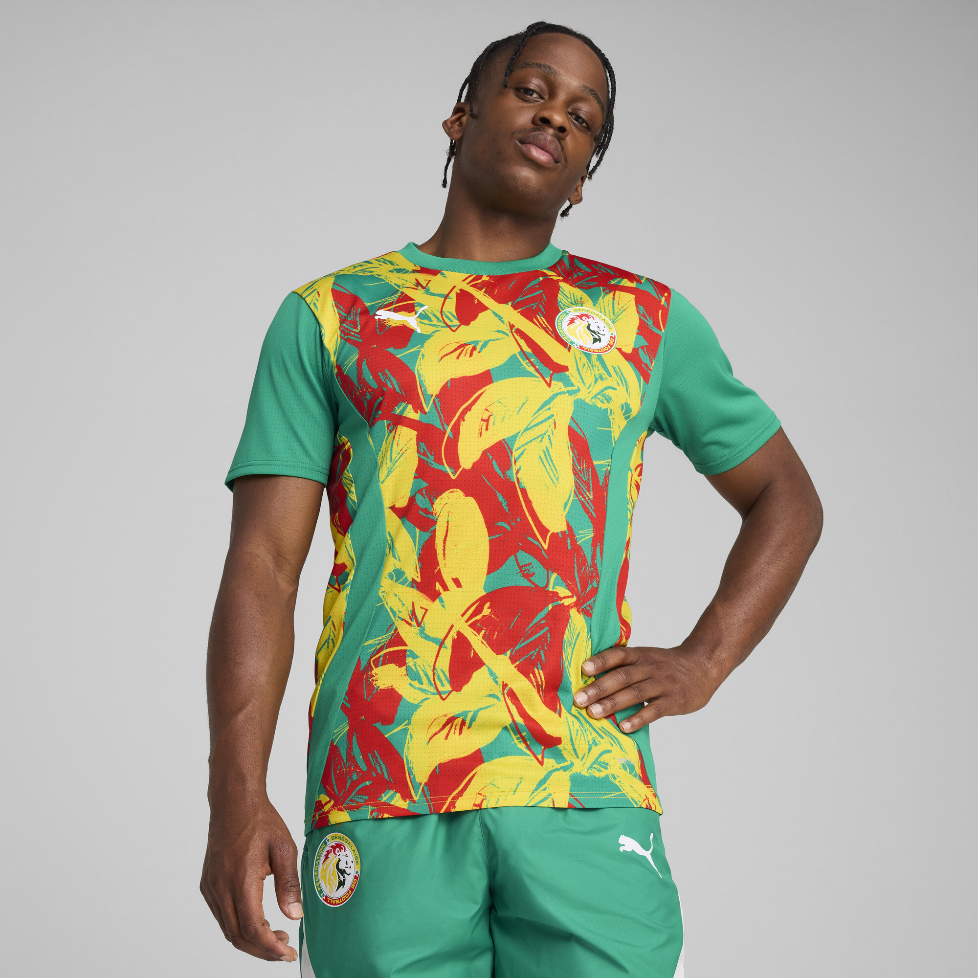 Puma Senegal 2025 Pre-match Trikot Herren | Mit Print | Sport Green/Faster Yellow/Red | Größe: S