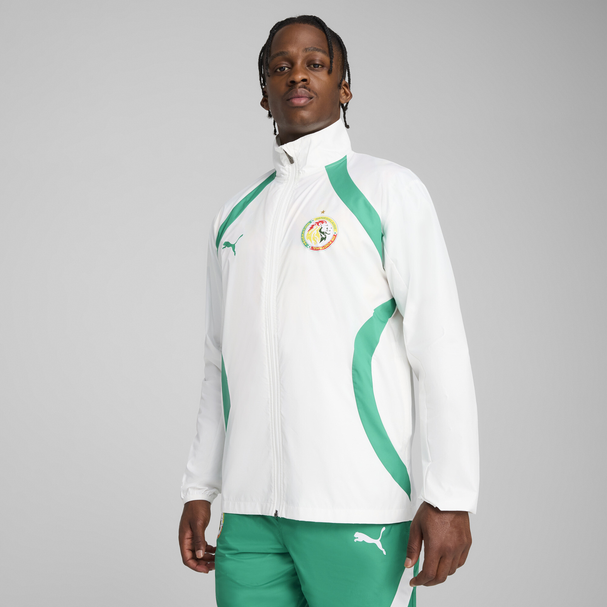 Puma Senegal 2025 Pre-match Gewebte Jacke Herren | Mit Print | White/Sport Green | Größe: XXL