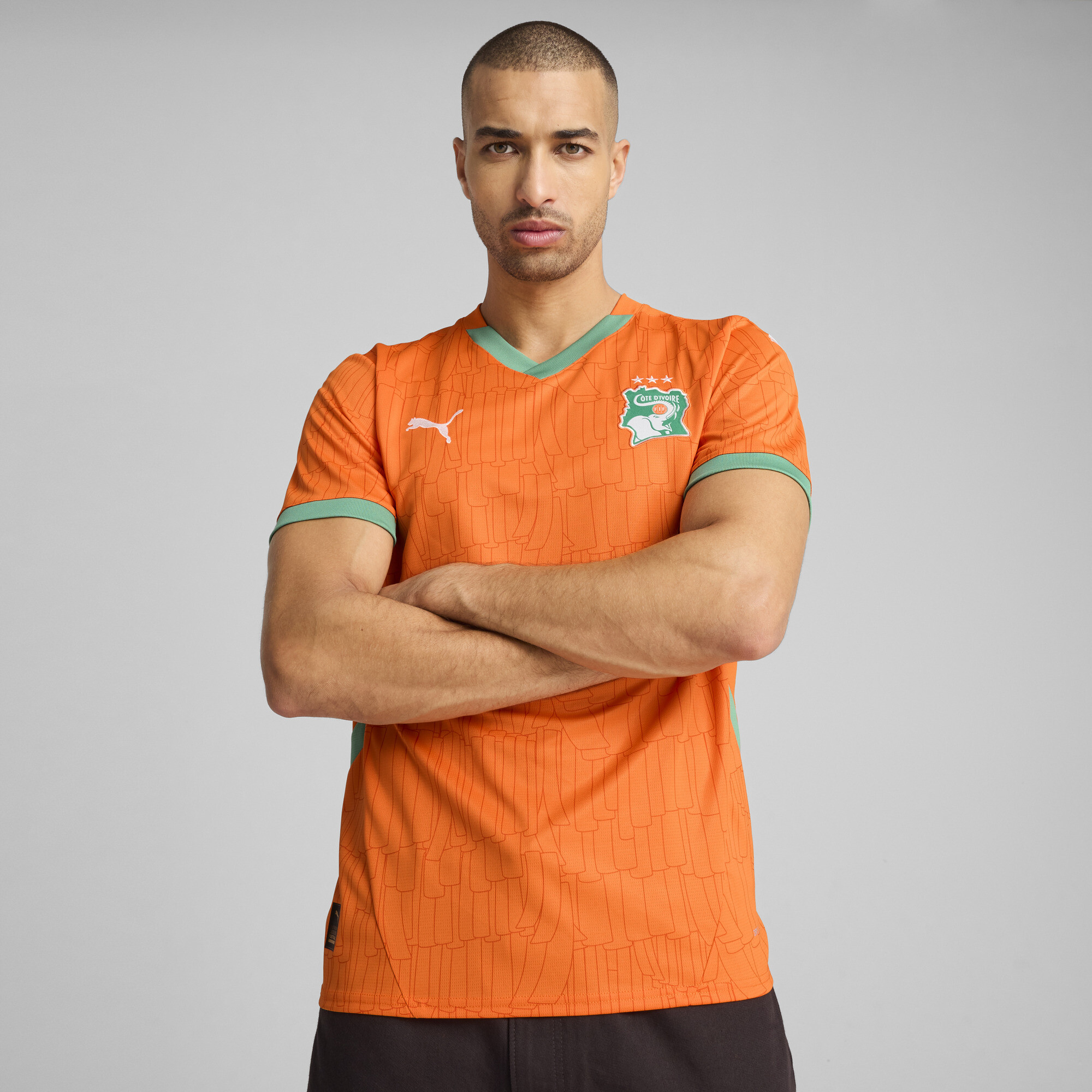 Puma Elfenbeinküste 2025 Heimtrikot Herren | Mit Print | Rickie Orange/Jade Frost | Größe: XXL