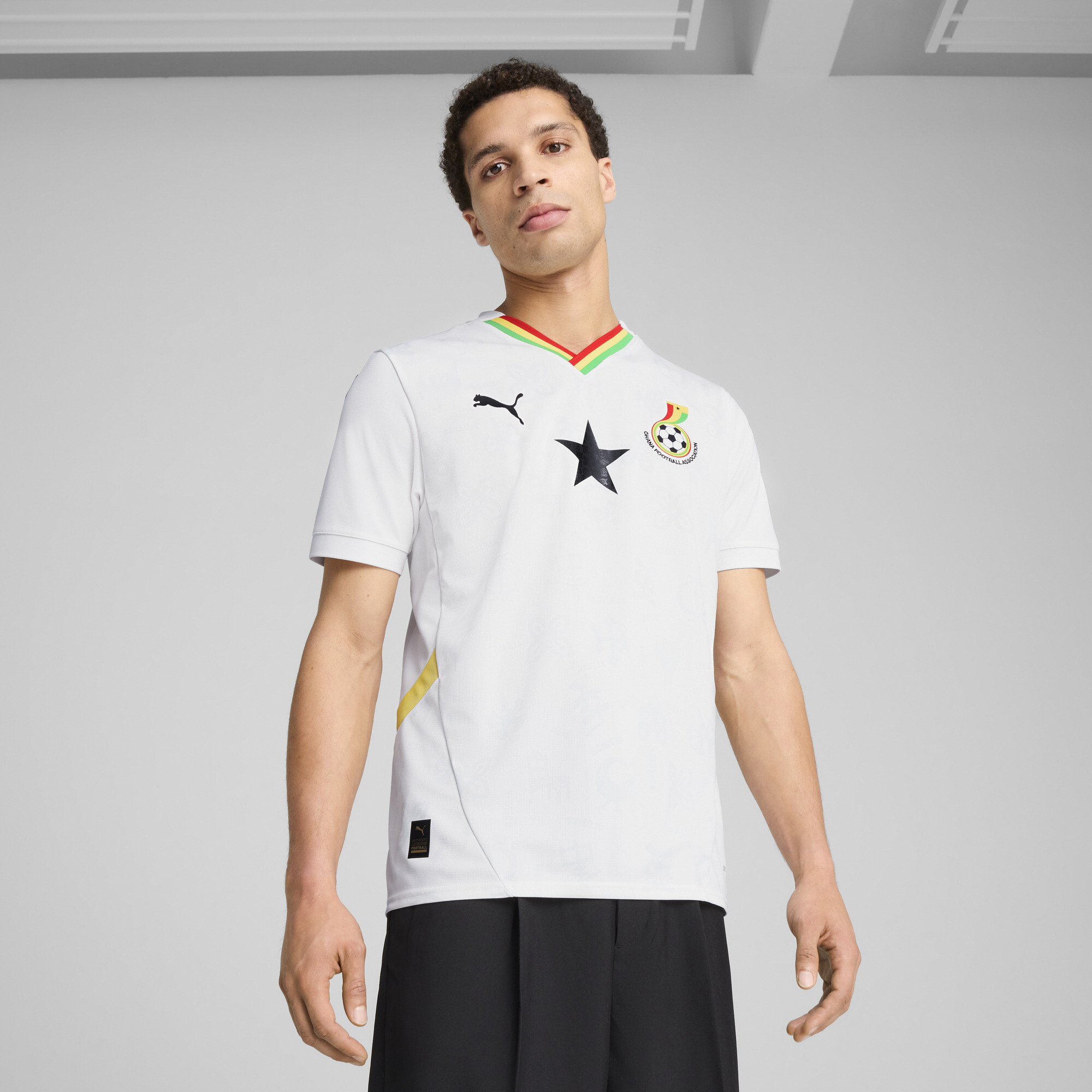 Puma Ghana 2025 Heimtrikot Herren | Mit Print | White/Pelé Yellow | Größe: L