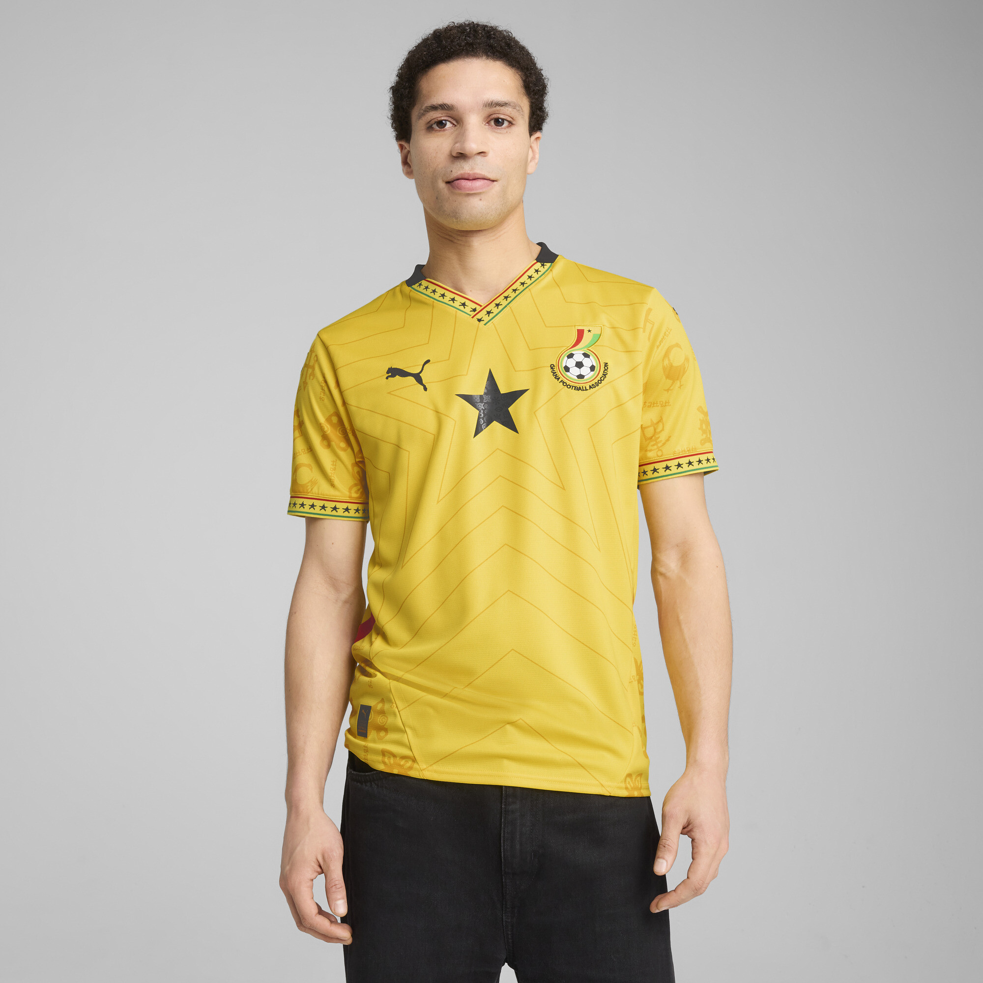 Puma Ghana 2025 Auswärtstrikot Herren | Mit Print | Pelé Yellow/Black | Größe: S