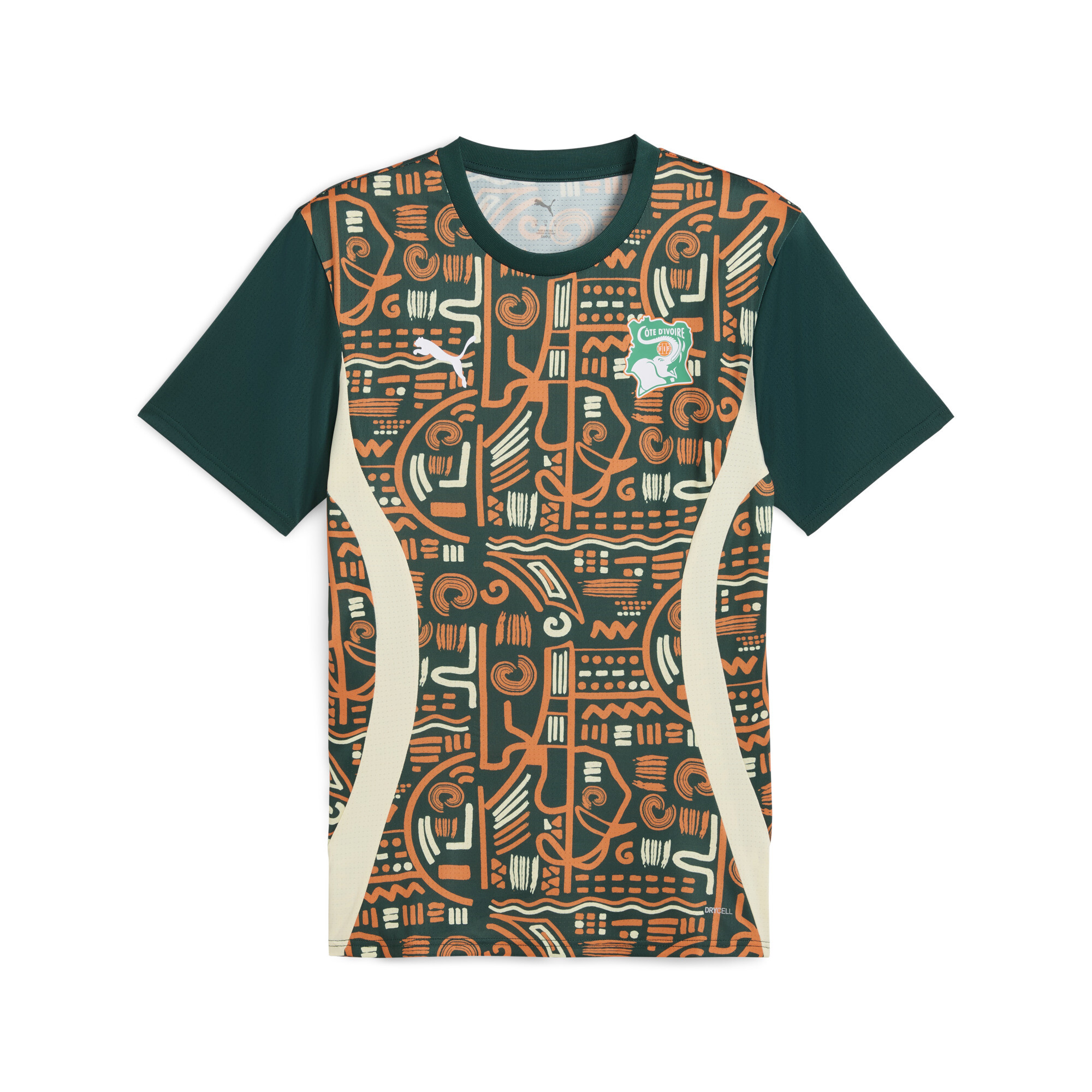 Puma Elfenbeinküste 2025 Pre-match Trikot Herren | Mit Print | Dark Myrtle/Rickie Orange | Größe: M