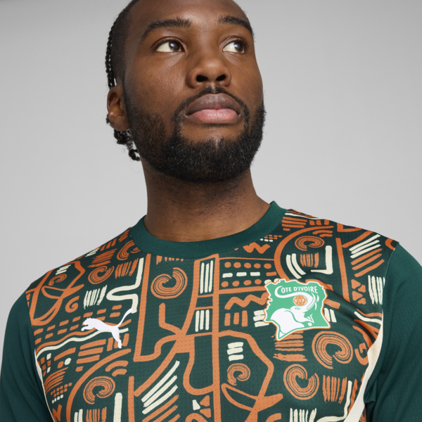 Ivory Coast 2025 Pre-match Jersey Men, Dark Myrtle-Rickie Orange, large-ZAF