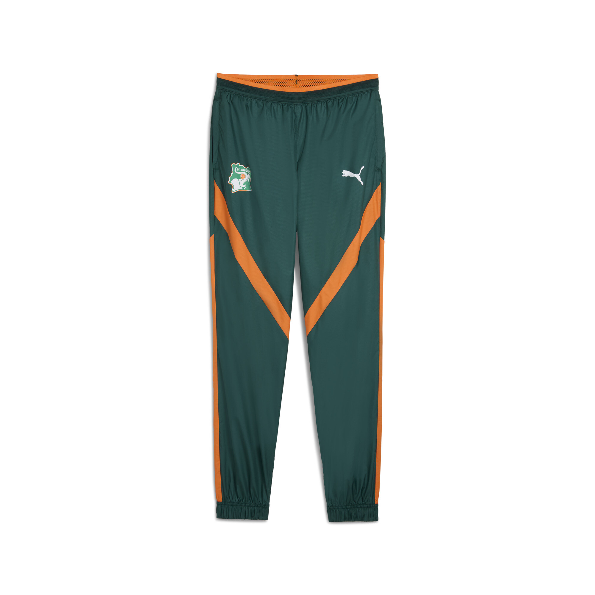 Men's Puma Ivory Coast 2025 Pre-match Woven Pants, Green, Size S, Clothing