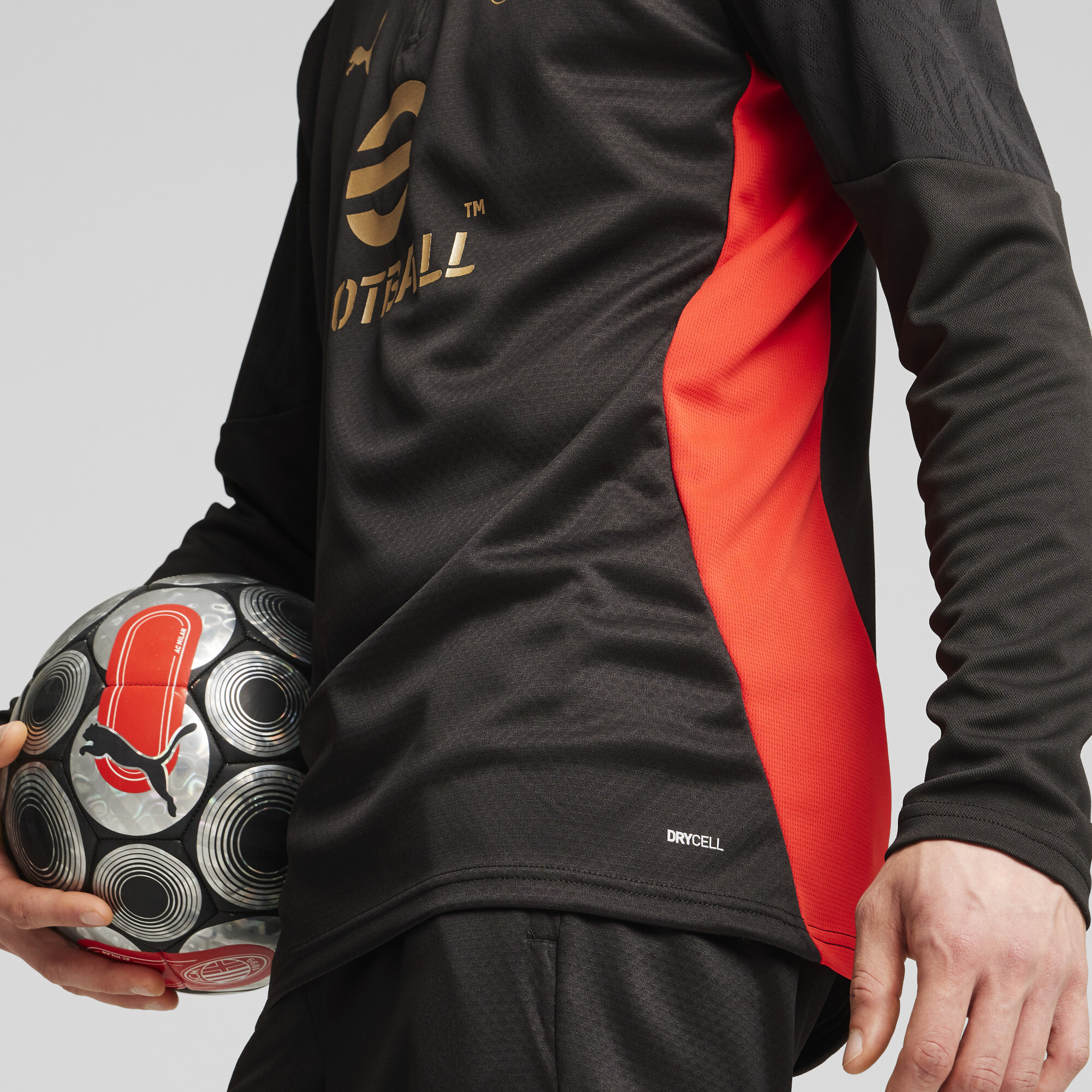PUMA AC Milan Trainingstrui 1/4 Zip 2024-2025 Zwart Rood Goud