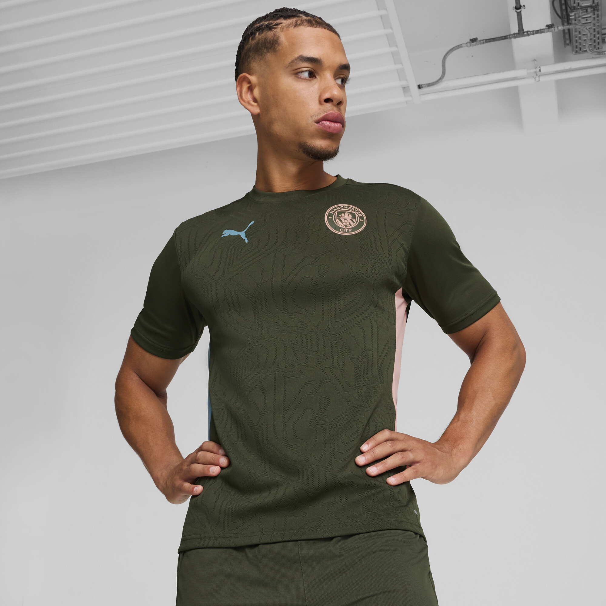 Puma Manchester City Trainingstrikot Herren | Mit Color Blocking | Myrtle/Bold Blue | Größe: M