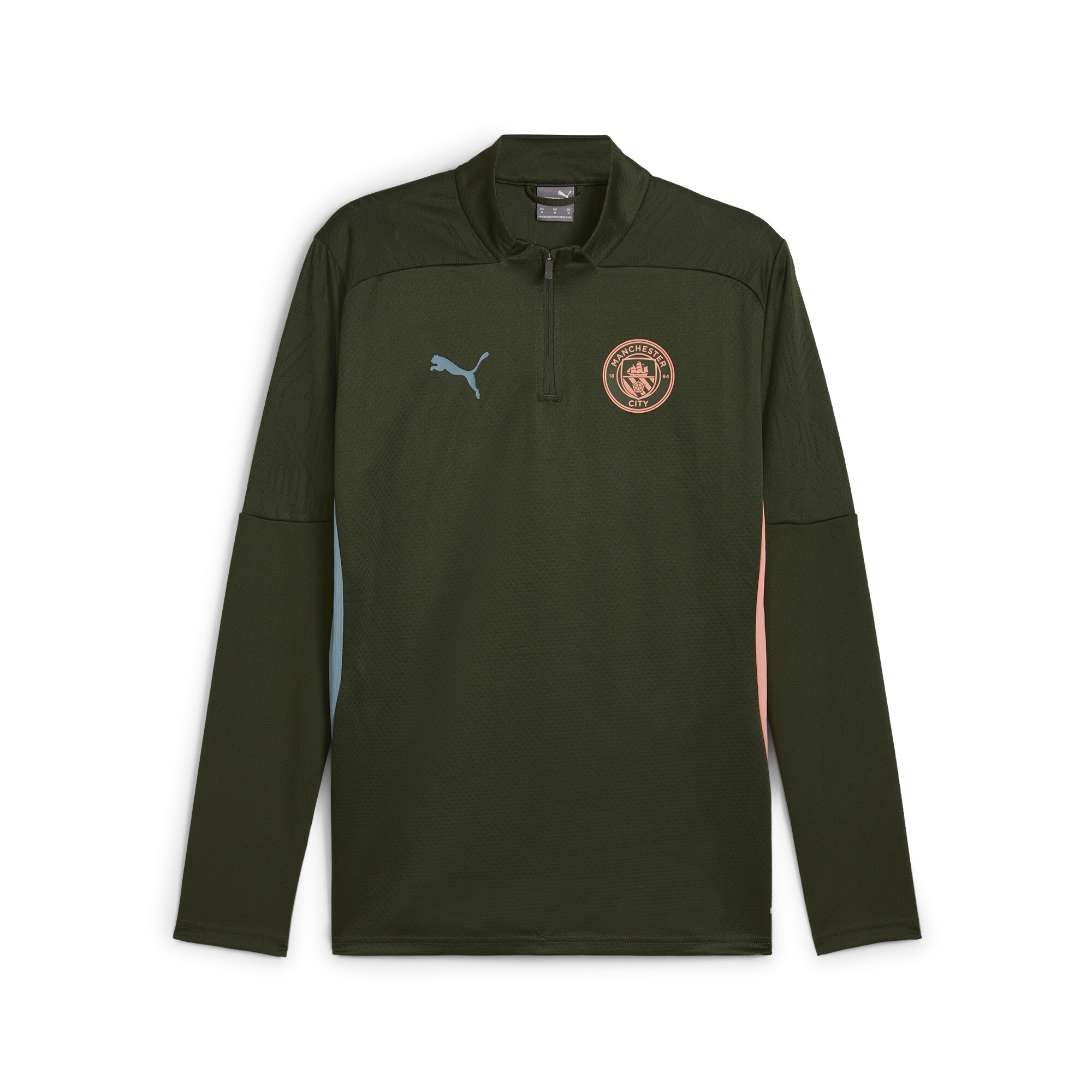 Men's Puma Manchester City Quarter-Zip Training Top, Green, Size M, Sport