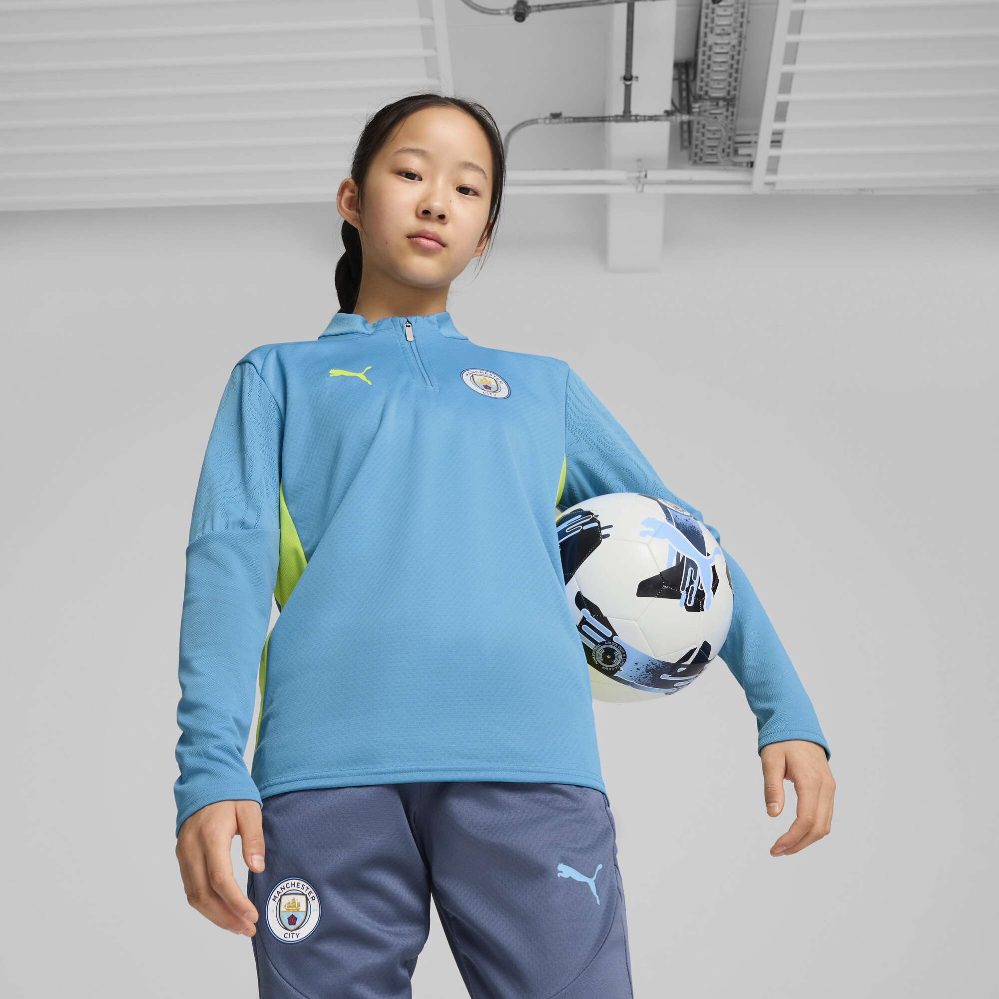 Puma Manchester City Quarter-Zip Training Top Youth, Blue, Size 5-6Y, Clothing